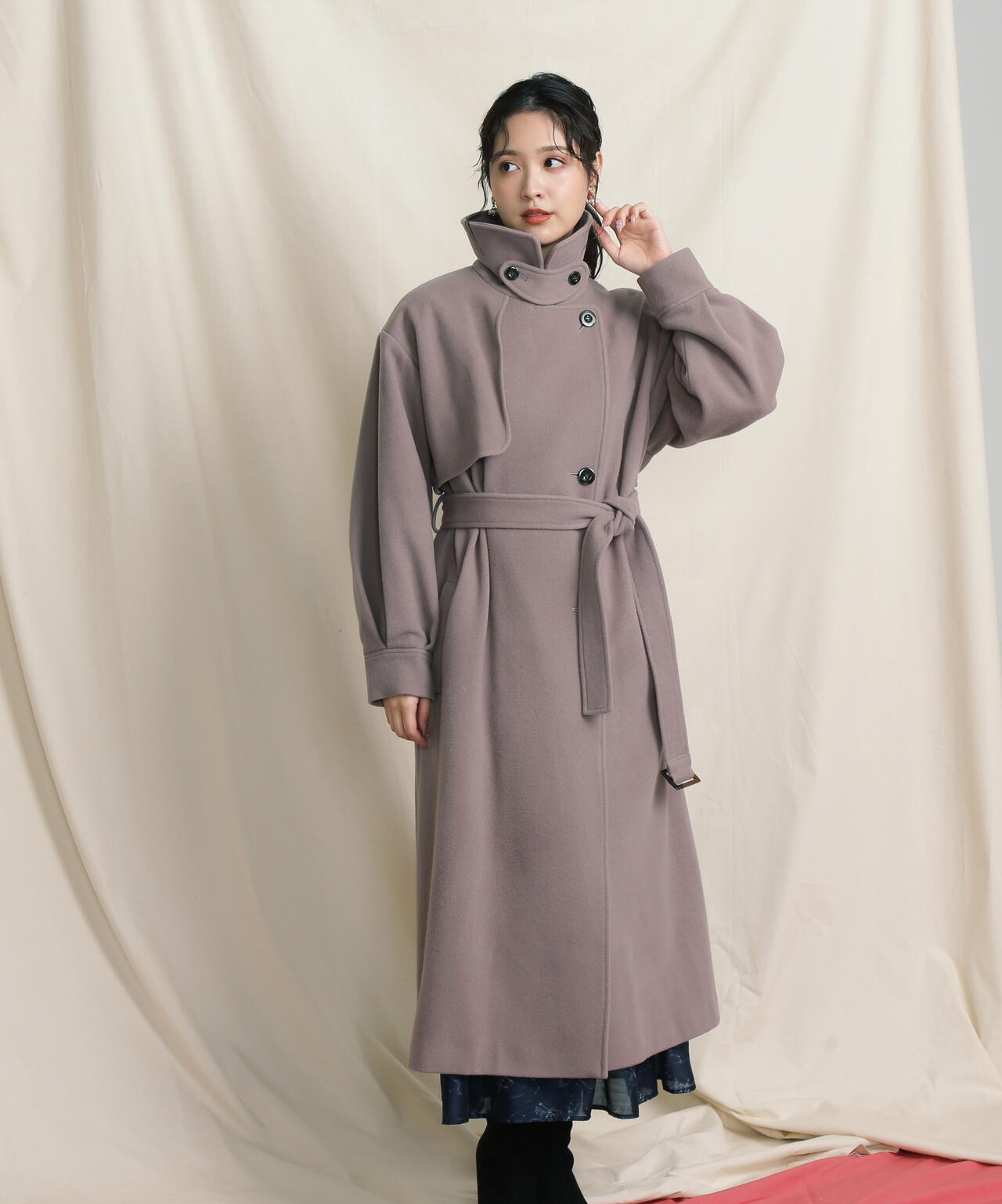 【美人百花11月号 宮田聡子さん着用商品】スタンドカラーレディコート