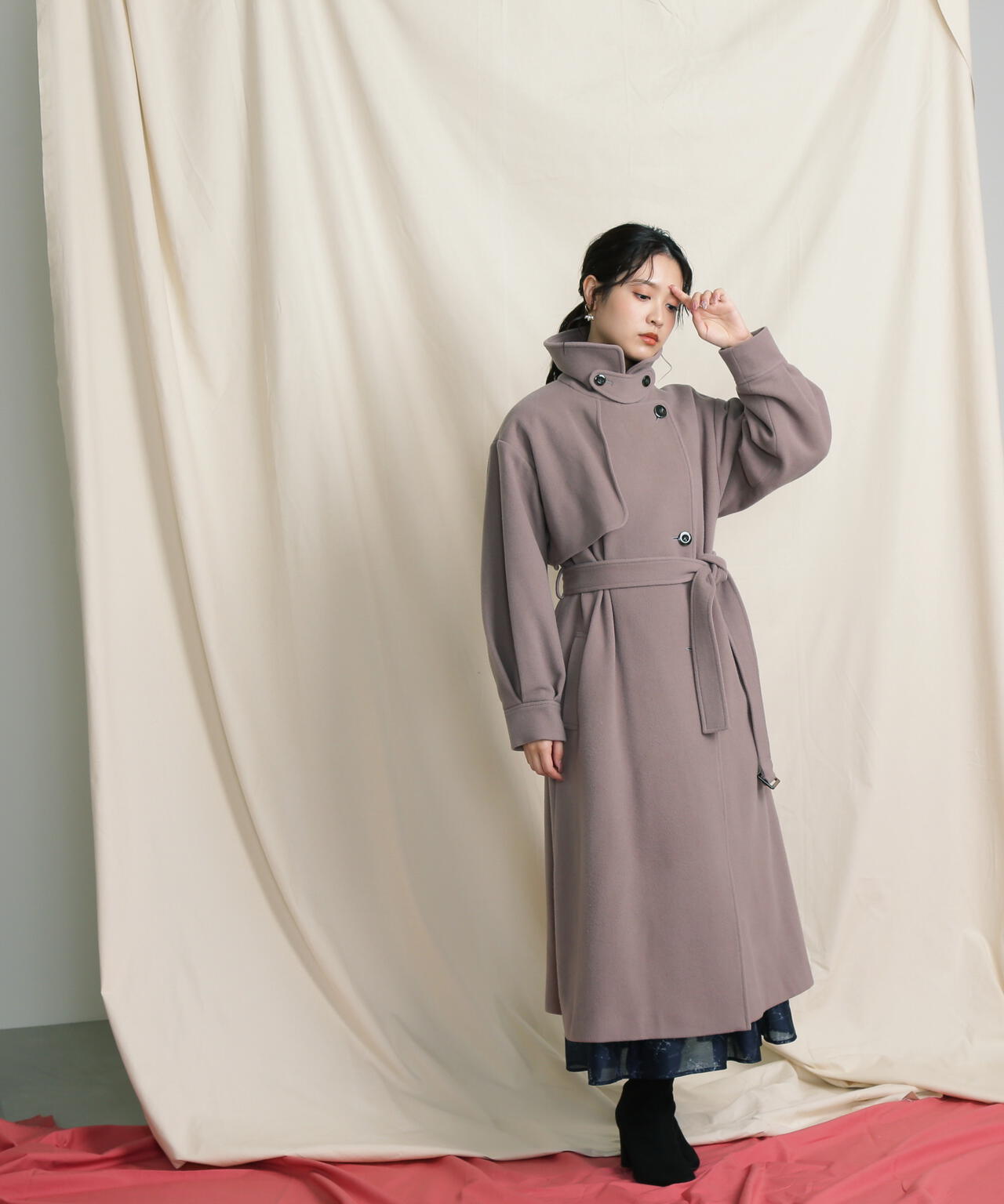【美人百花11月号 宮田聡子さん着用商品】スタンドカラーレディコート