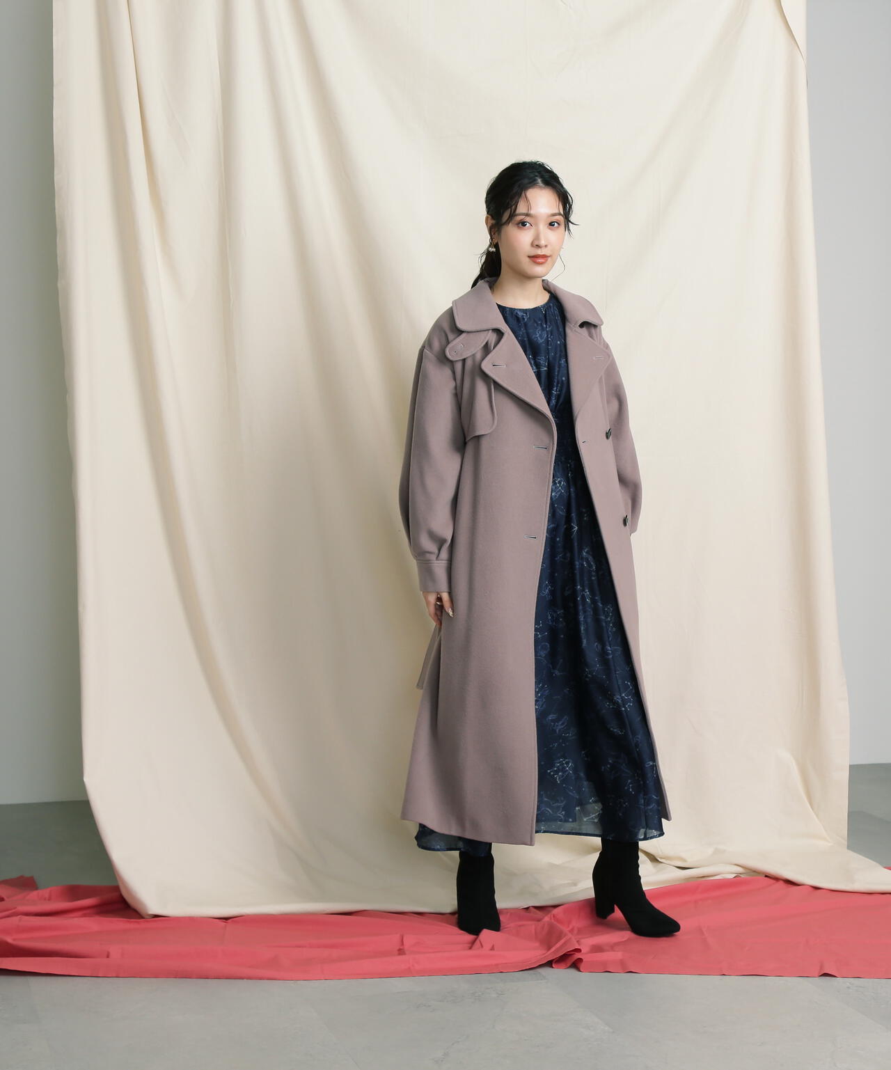 【美人百花11月号 宮田聡子さん着用商品】スタンドカラーレディコート