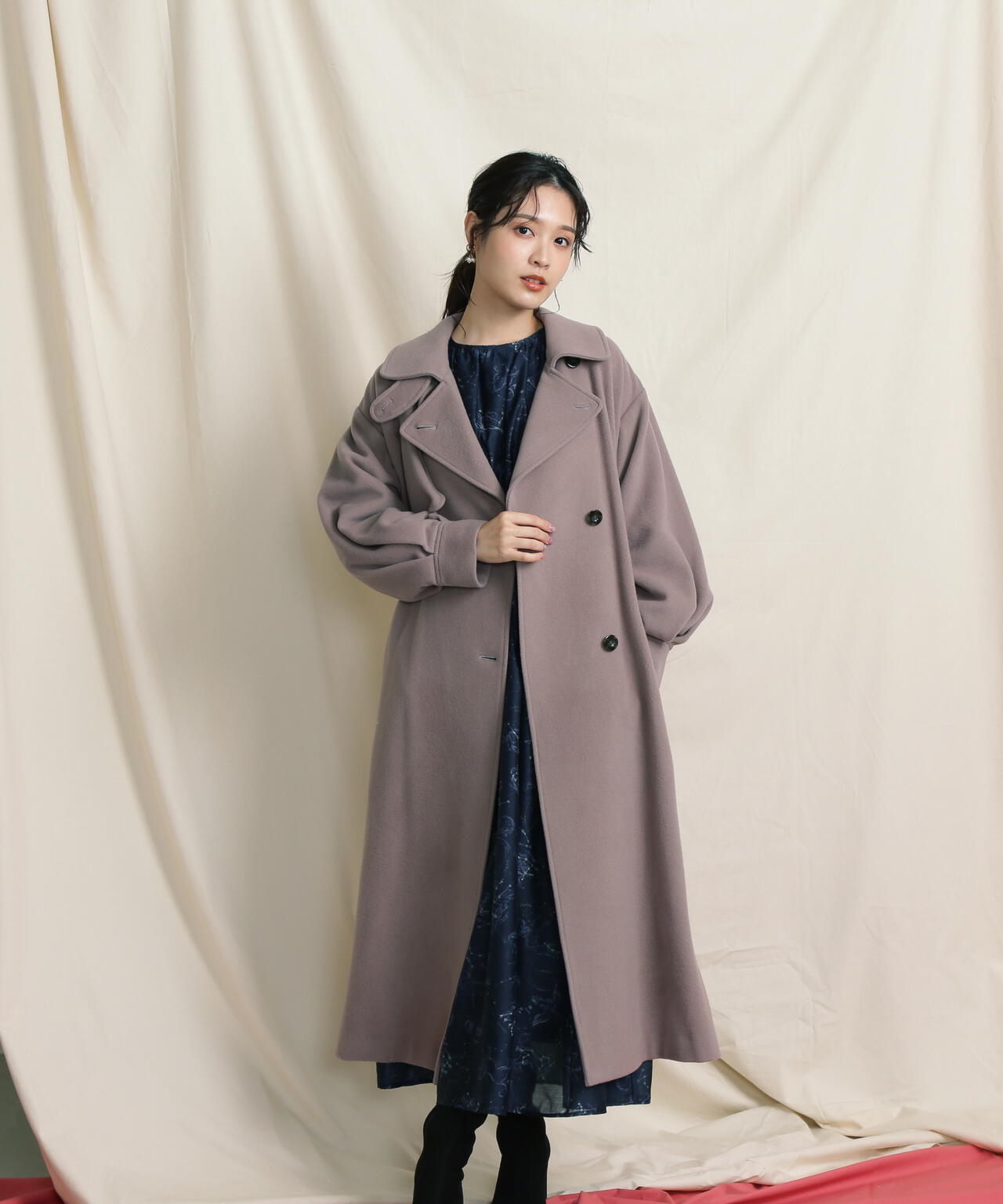 【美人百花11月号 宮田聡子さん着用商品】スタンドカラーレディコート