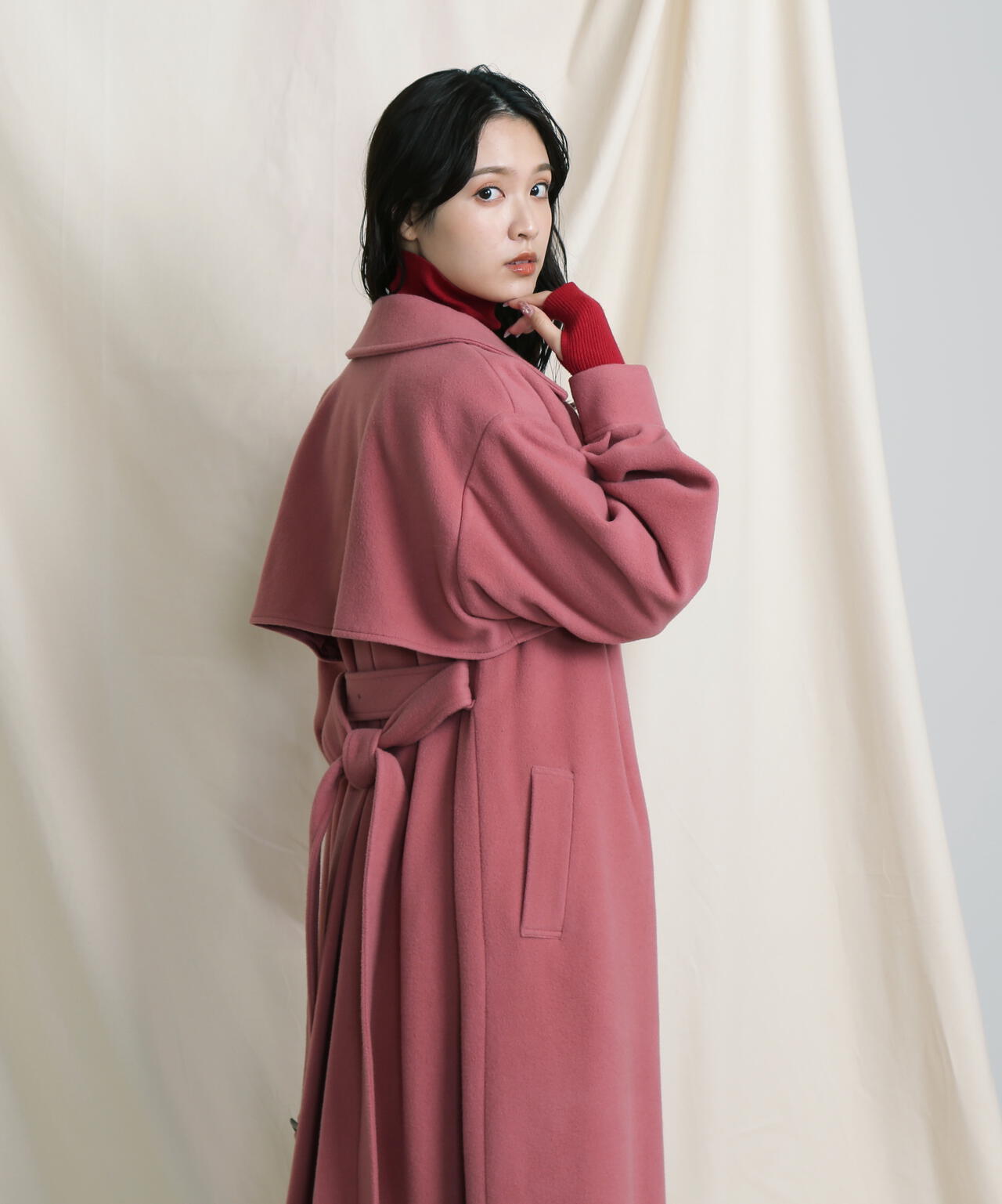 【美人百花11月号 宮田聡子さん着用商品】スタンドカラーレディコート