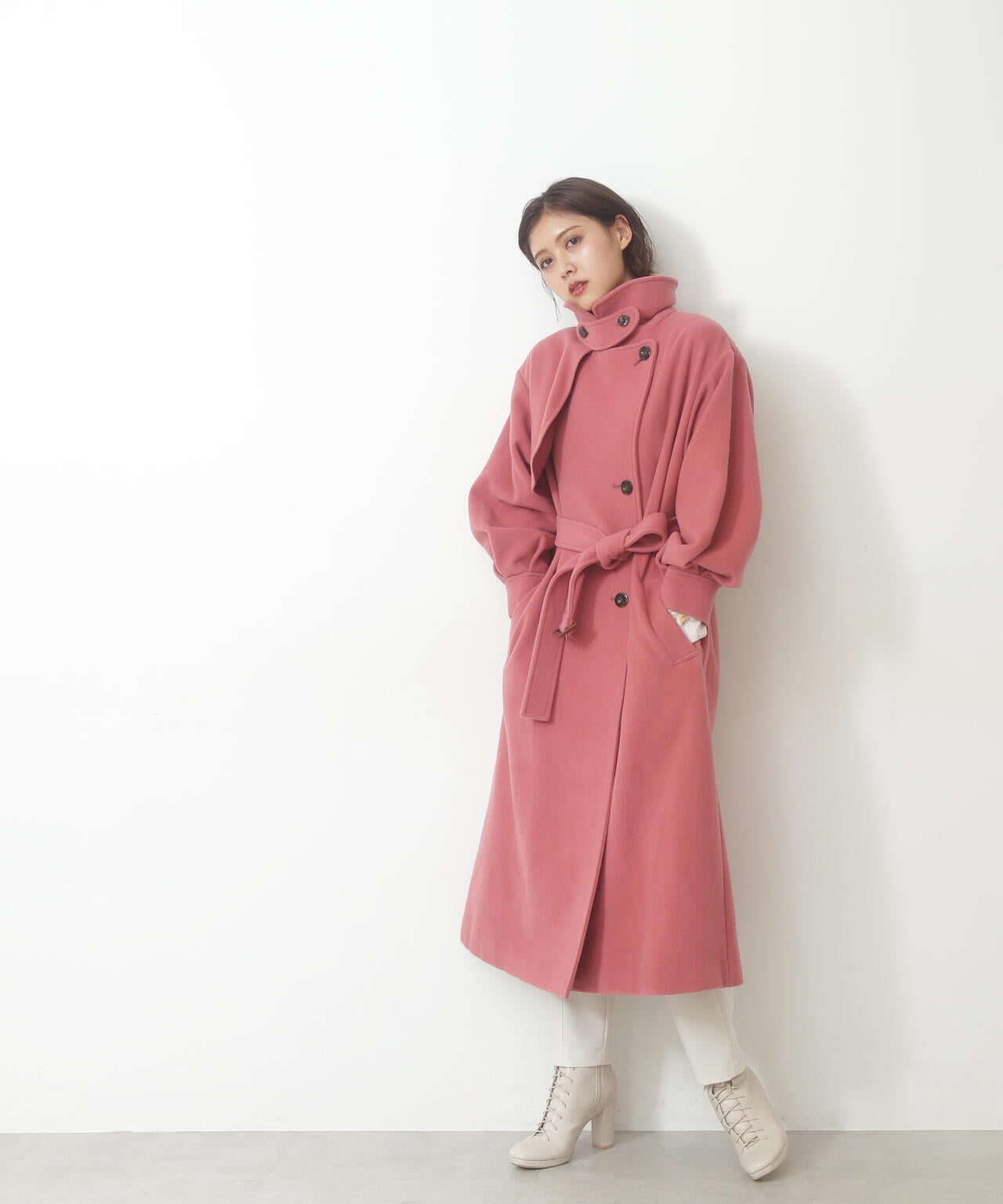 【美人百花11月号 宮田聡子さん着用商品】スタンドカラーレディコート