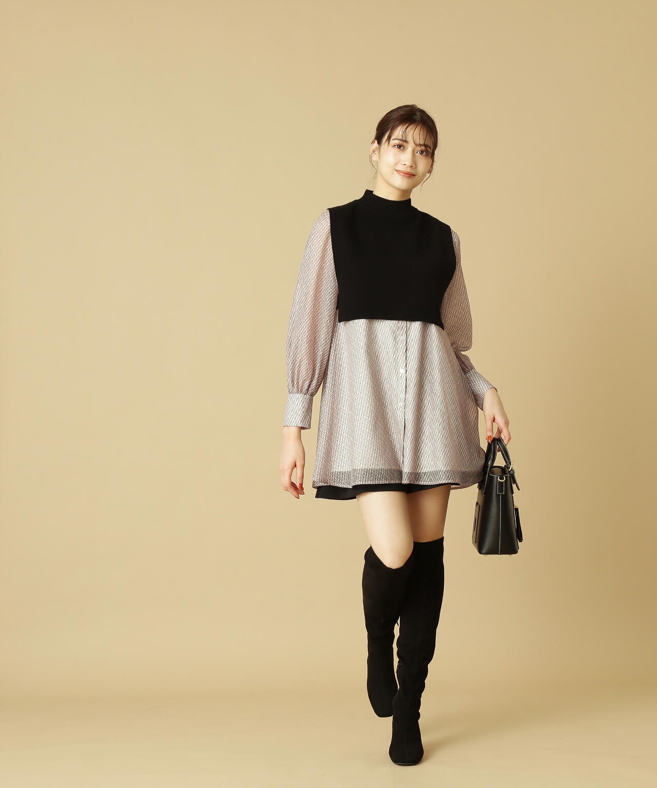 【美人百花11月号 宮田聡子さん着用商品】スクエアストレッチブーツ