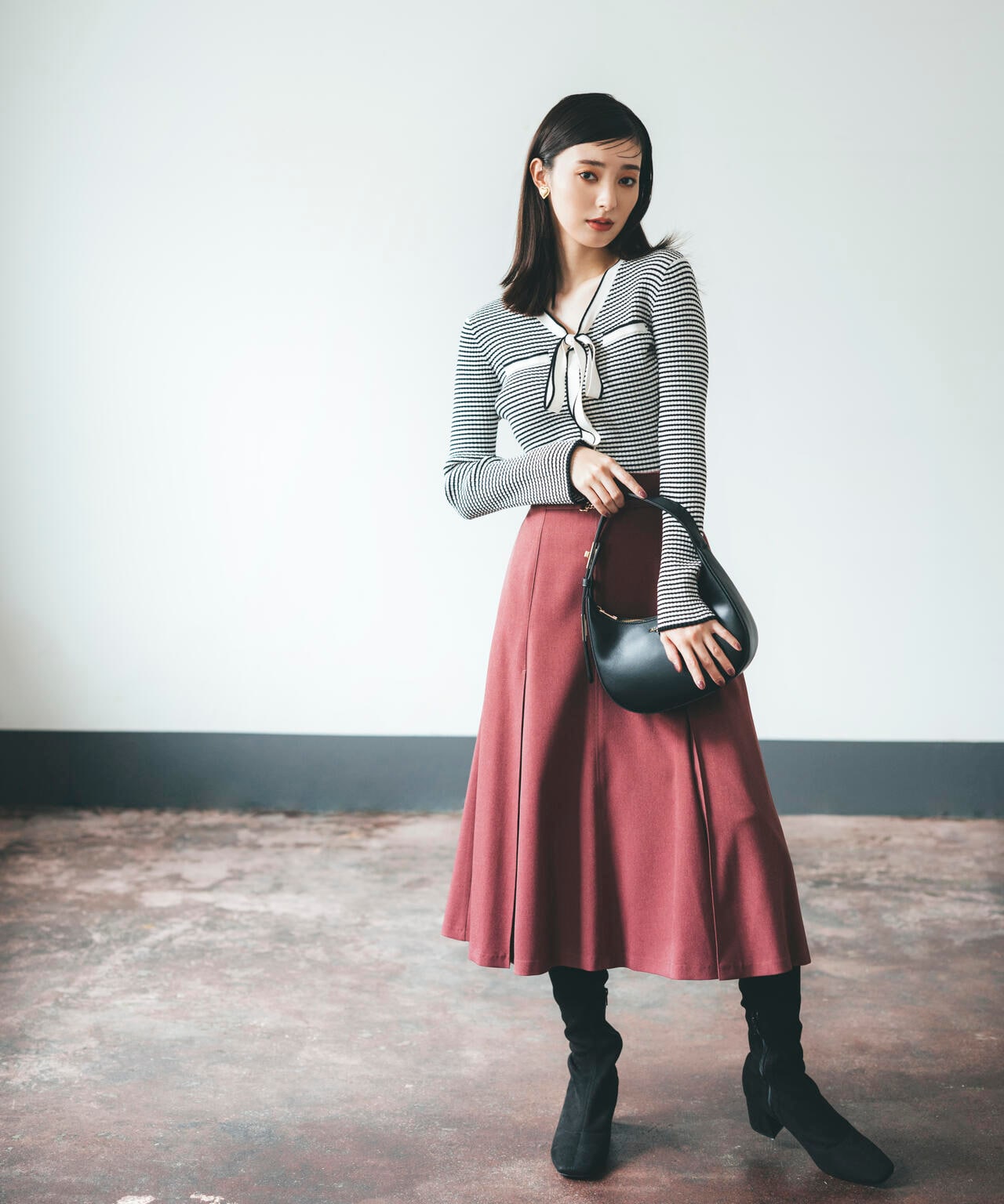 【美人百花11月号 宮田聡子さん着用商品】スクエアストレッチブーツ
