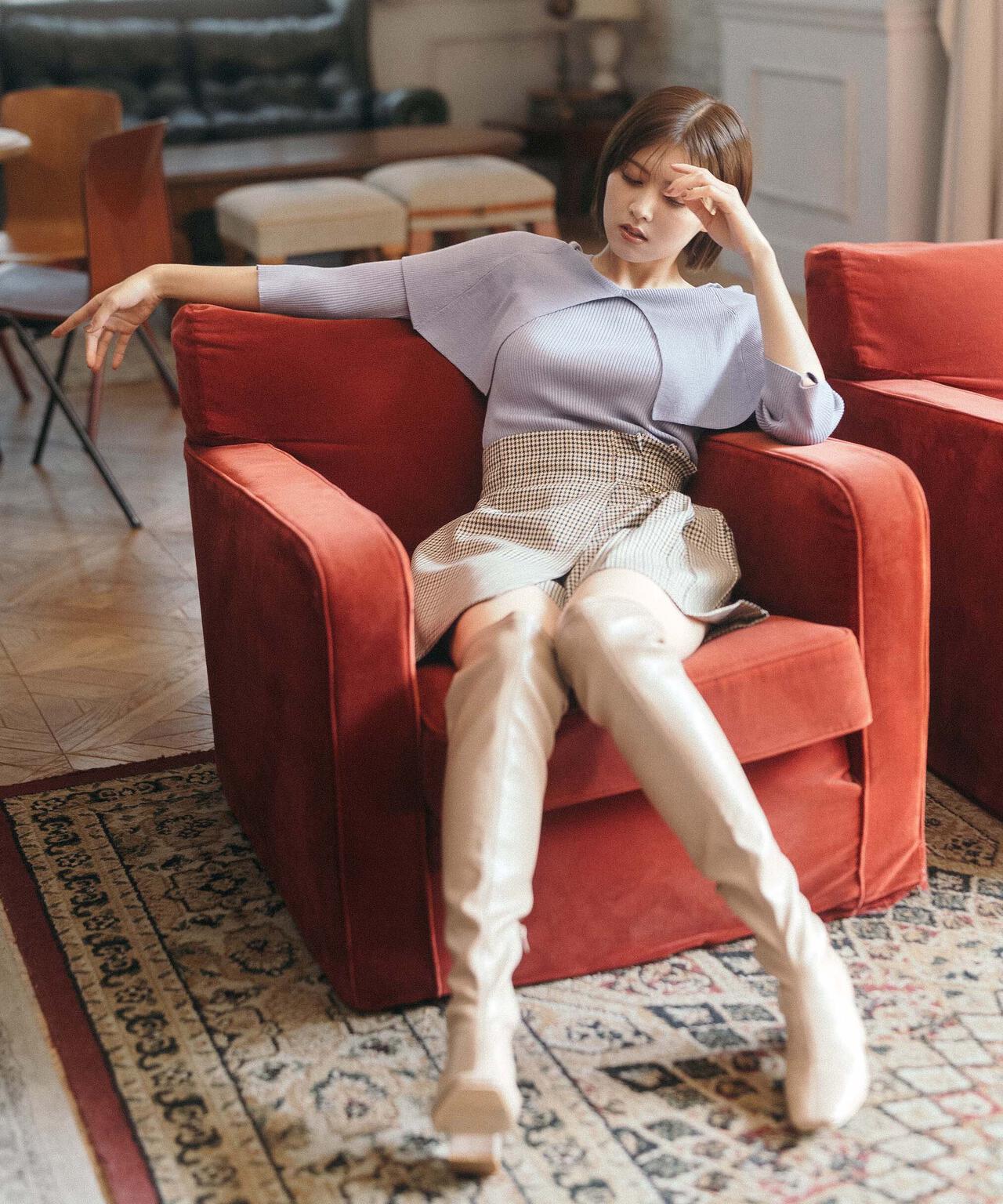 【美人百花11月号 宮田聡子さん着用商品】スクエアストレッチブーツ