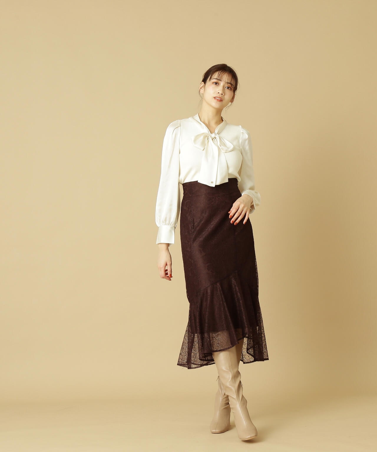 【美人百花11月号 宮田聡子さん着用商品】スクエアストレッチブーツ