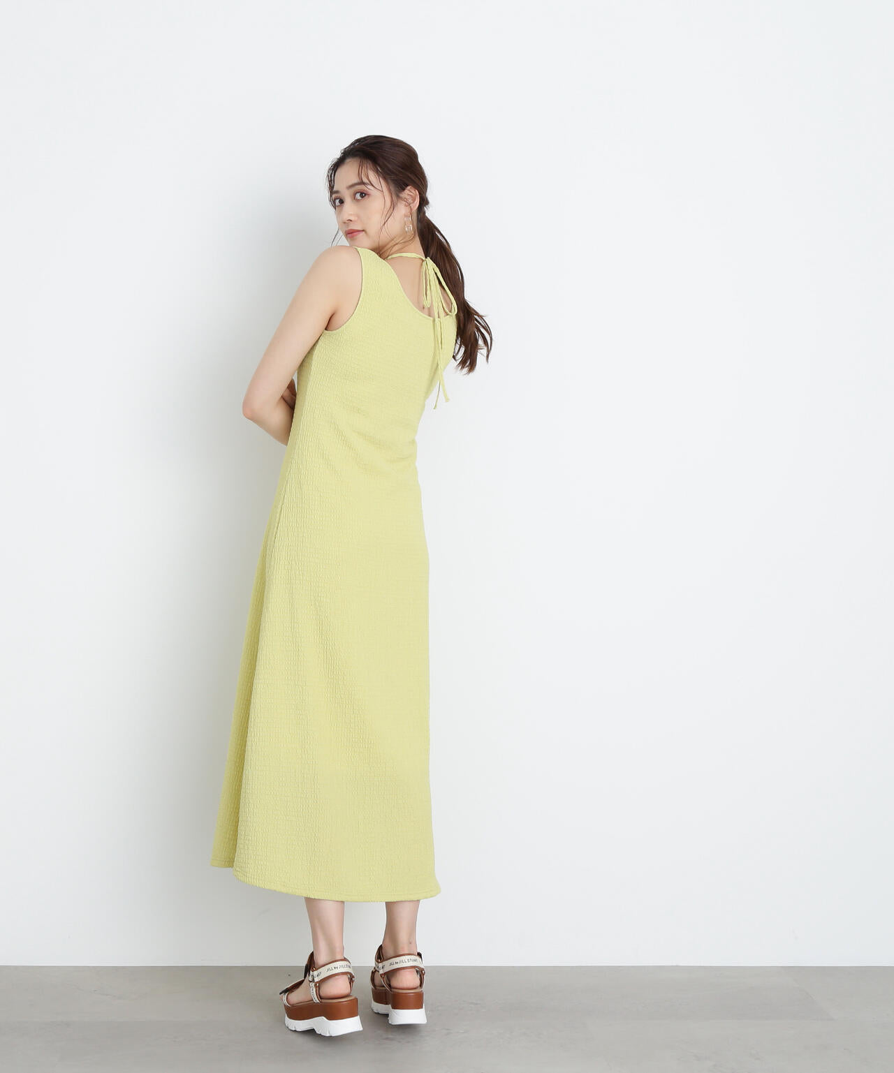 クシュクシュストレッチカーデ&ワンピースセット WEB限定カラー:オレンジ