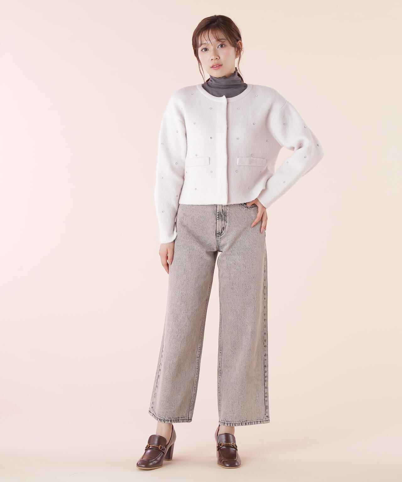 【eS】<ジルバイベーシック>ストレートワイドデニムパンツ