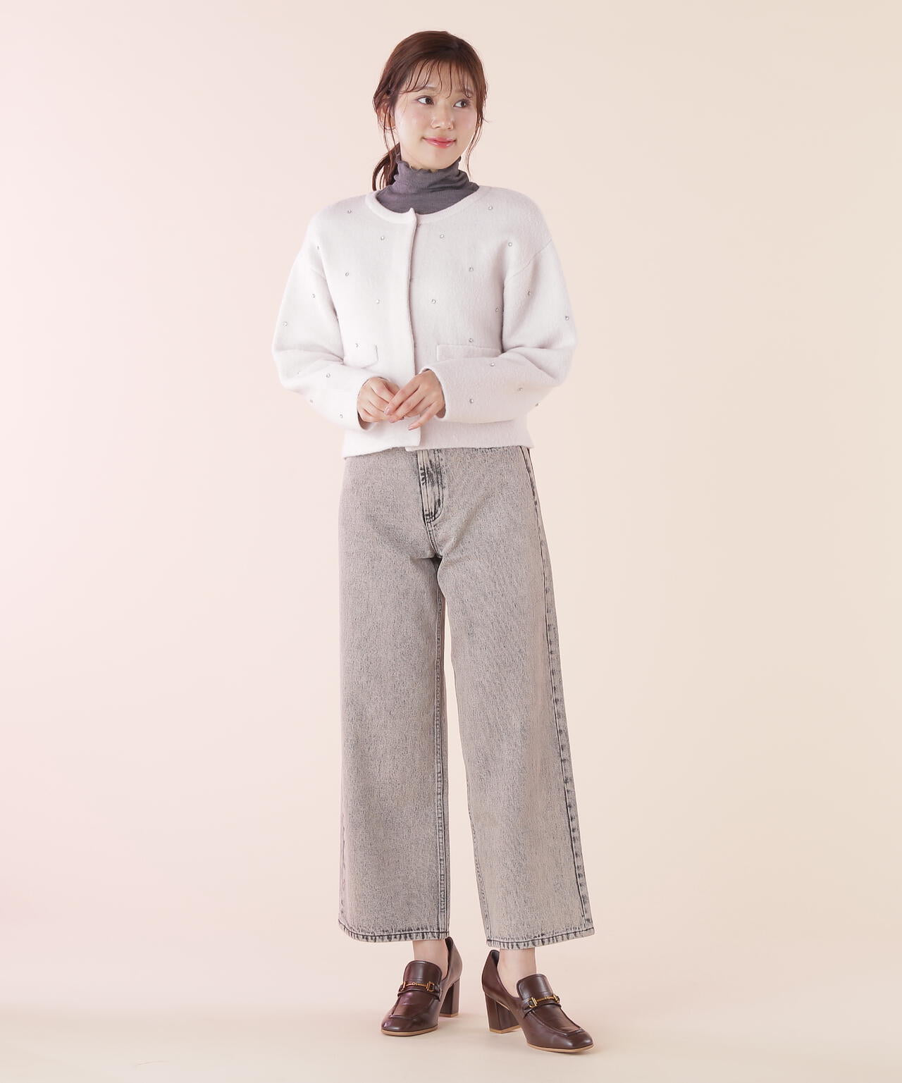 【eS】<ジルバイベーシック>ストレートワイドデニムパンツ