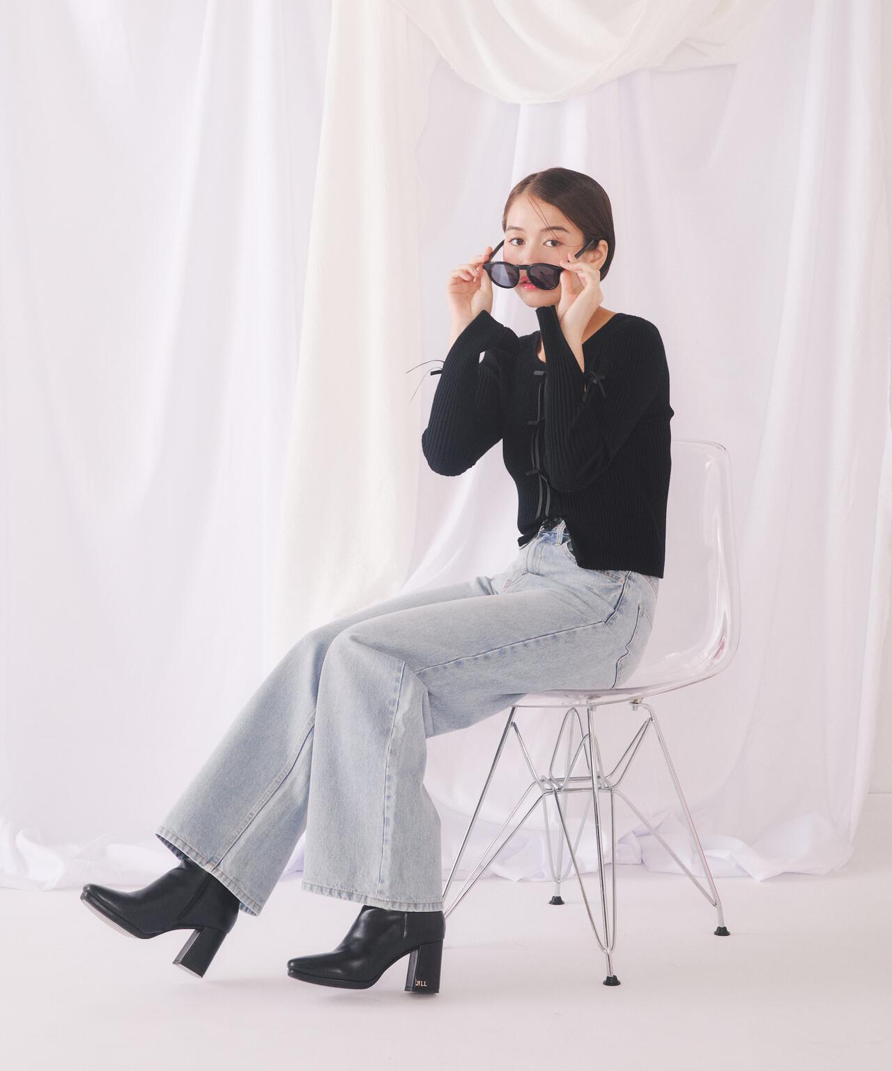 【eS】<ジルバイベーシック>ストレートワイドデニムパンツ