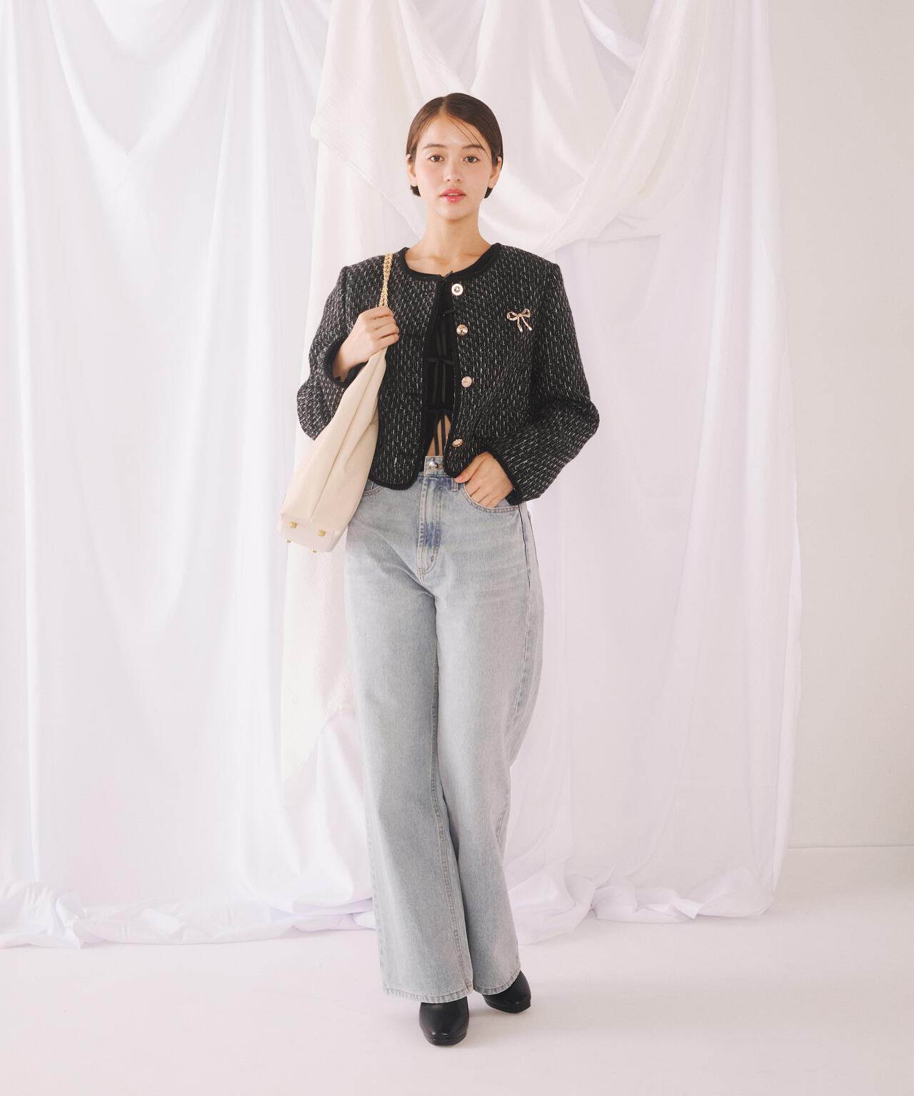 【eS】<ジルバイベーシック>ストレートワイドデニムパンツ