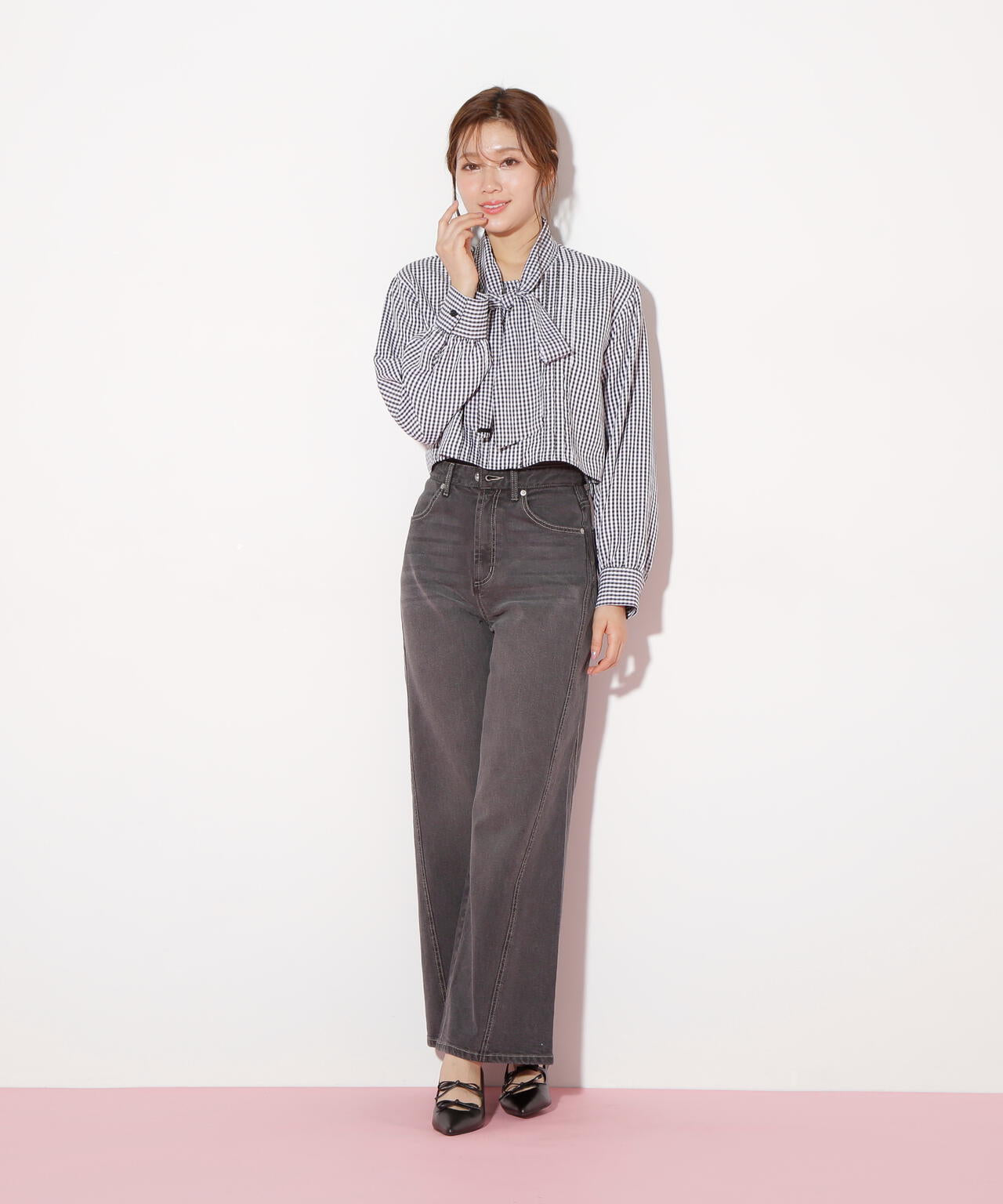 ハイウエストストレートデニムパンツ