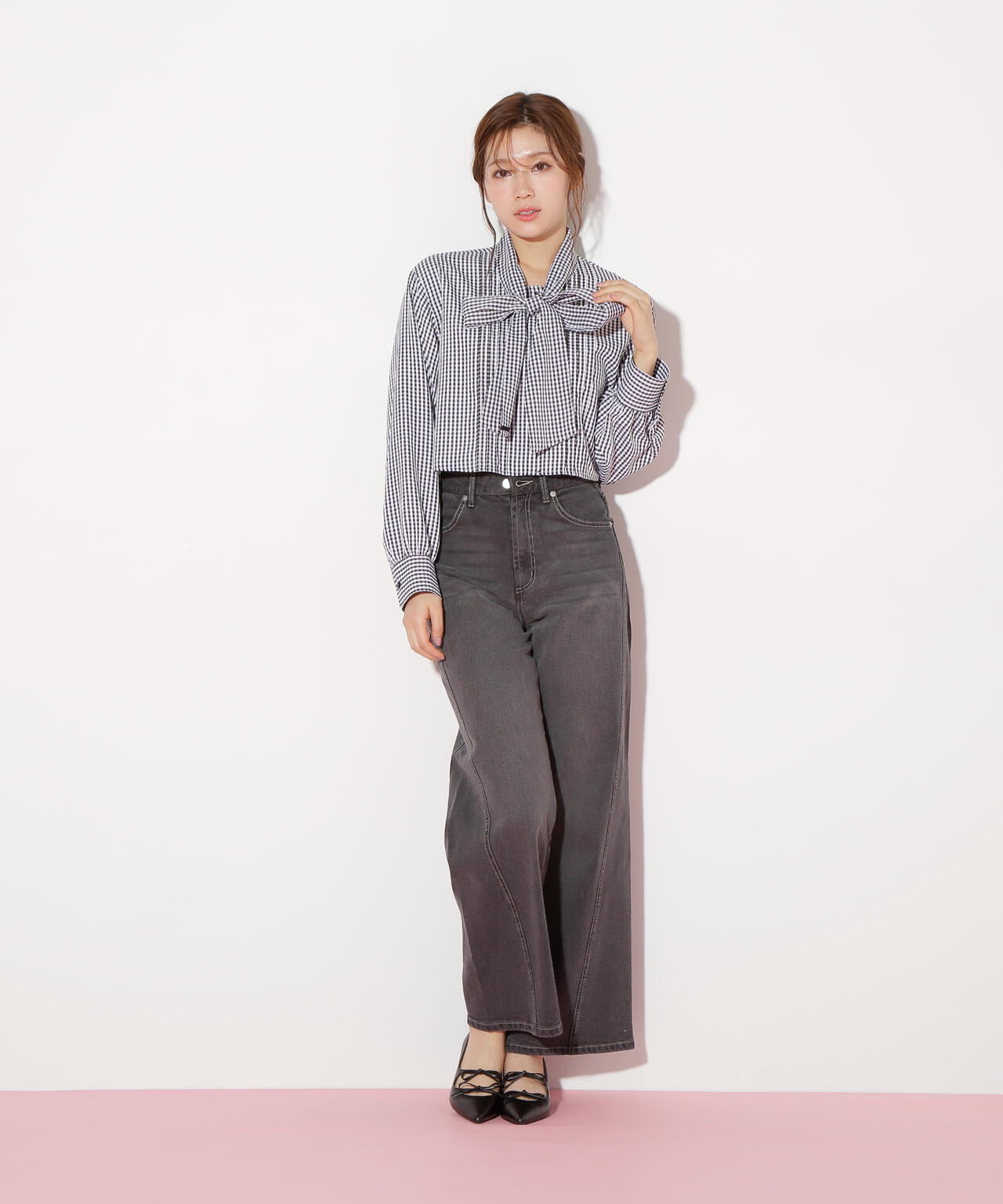 ハイウエストストレートデニムパンツ