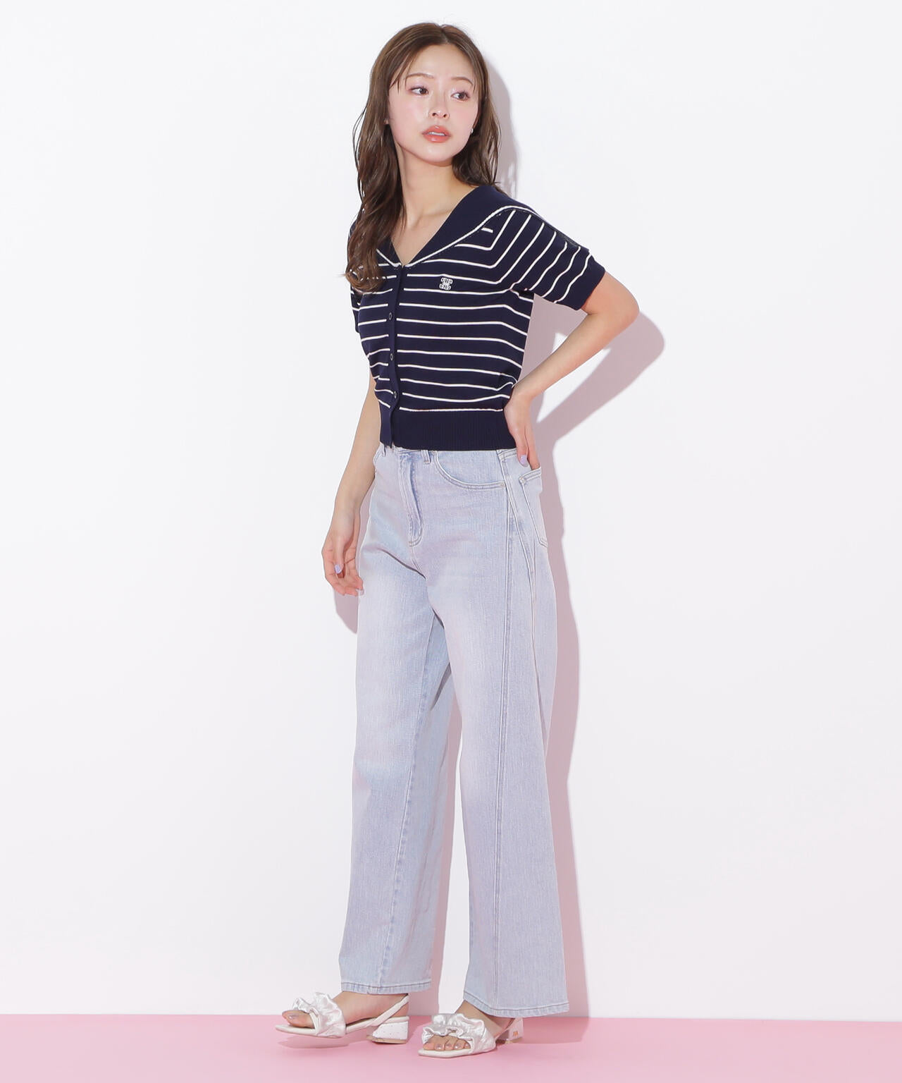 ハイウエストストレートデニムパンツ
