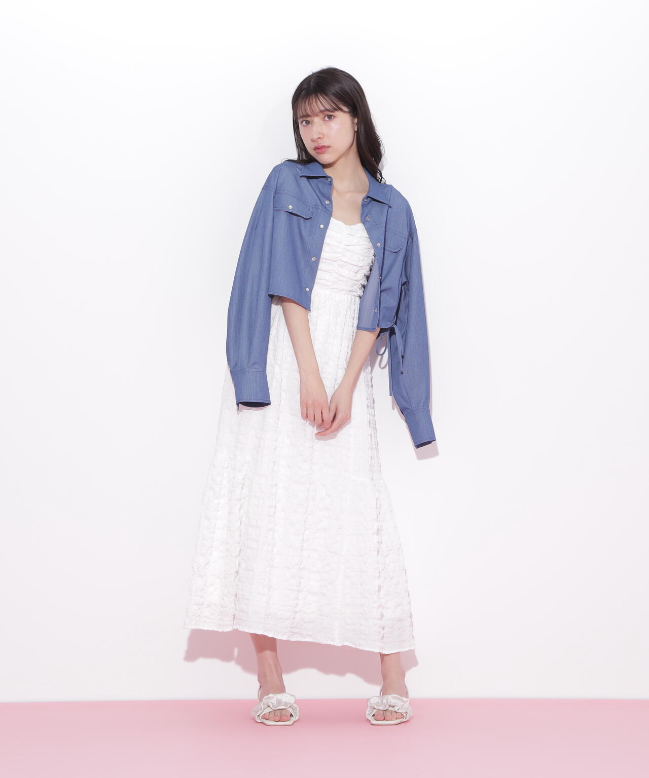 ショルダーリボンワンピース