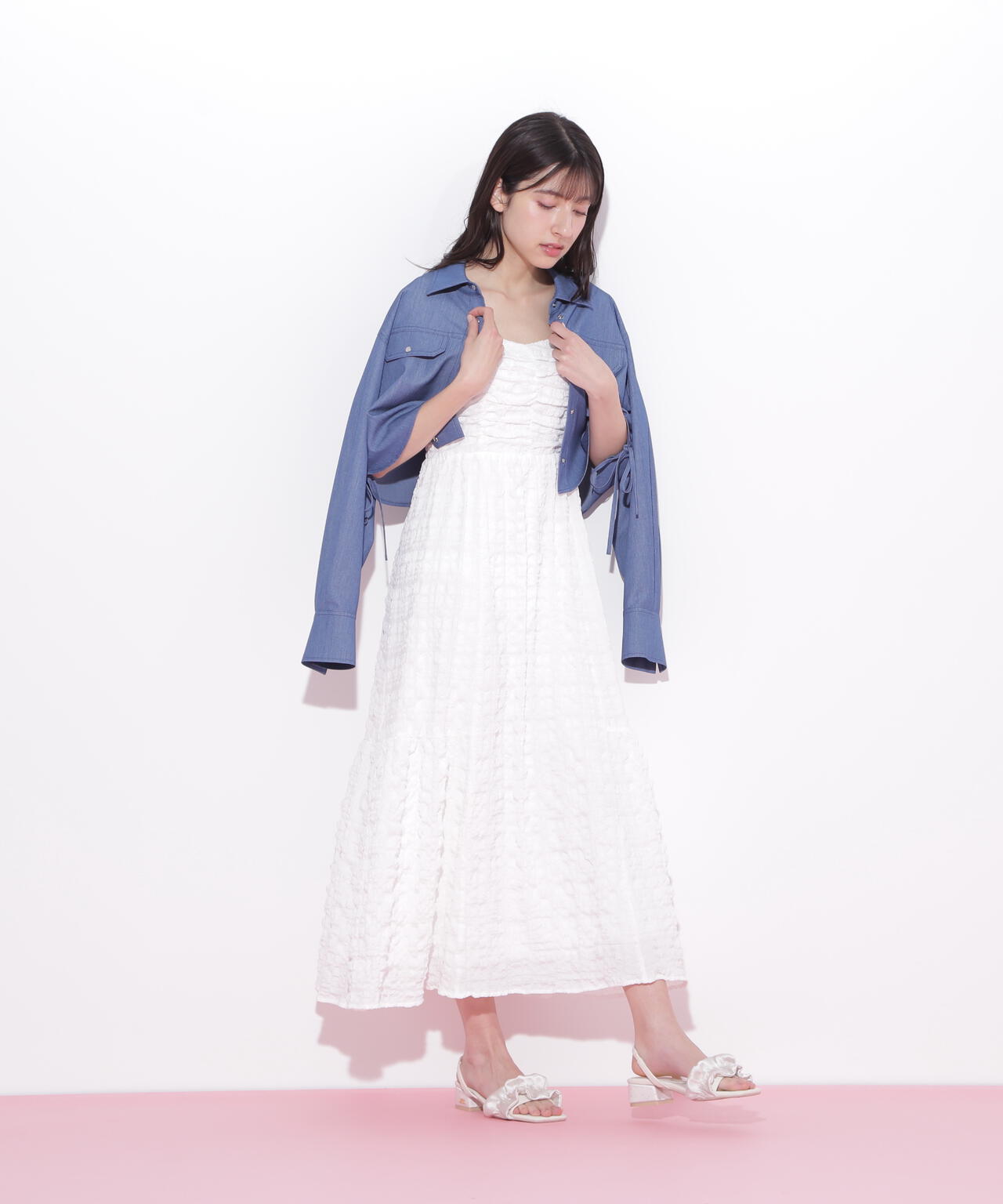 ショルダーリボンワンピース