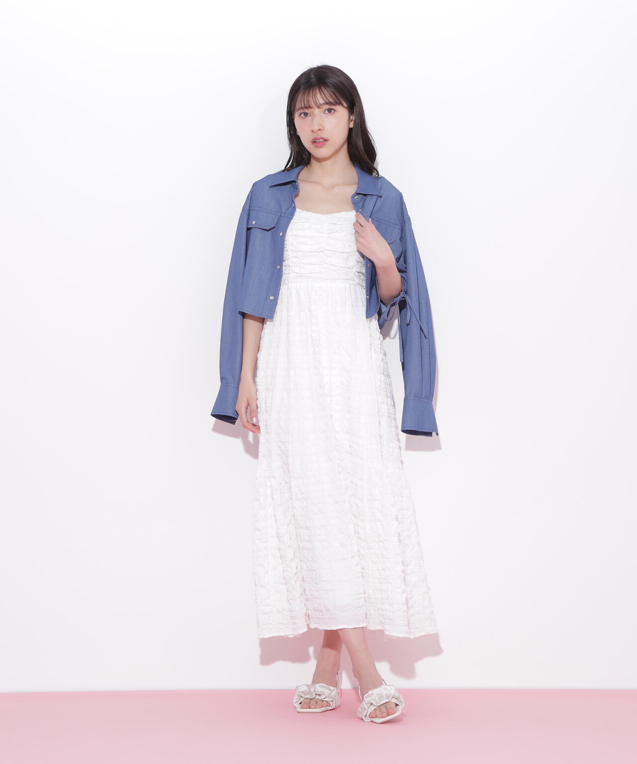 ショルダーリボンワンピース