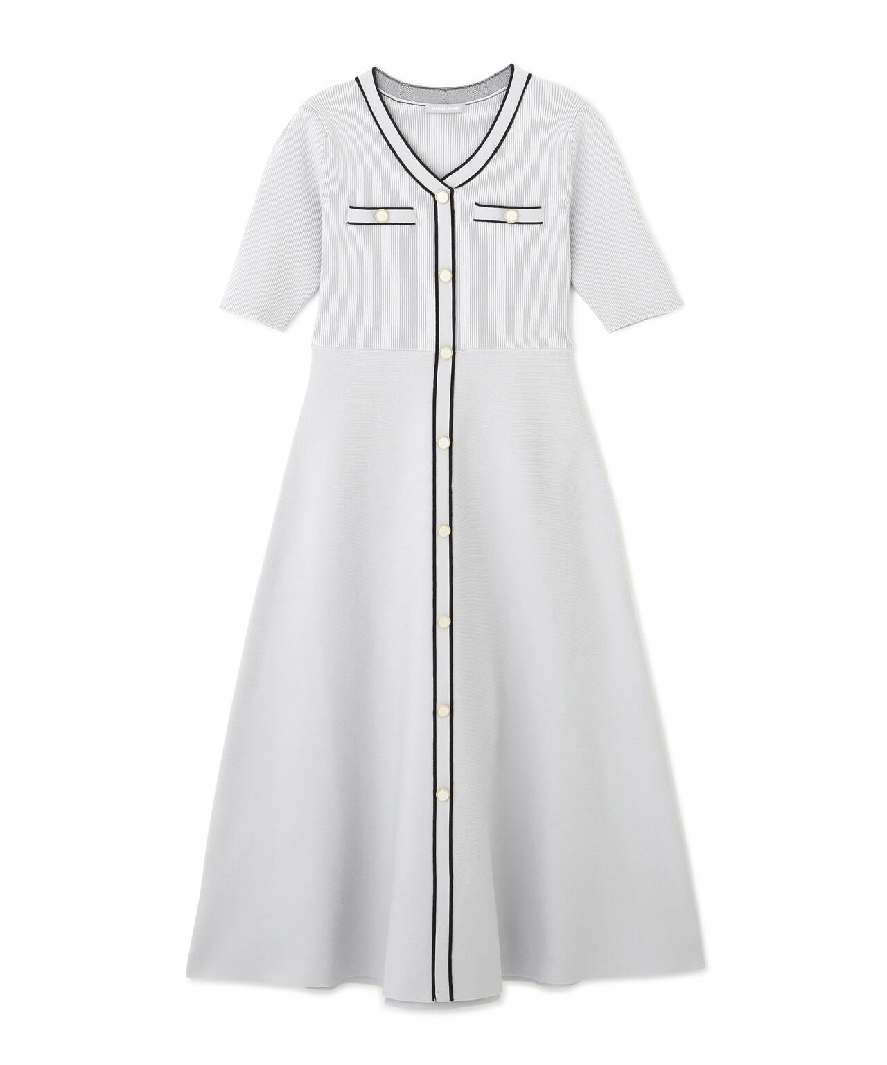 配色パイピングリブニットワンピース