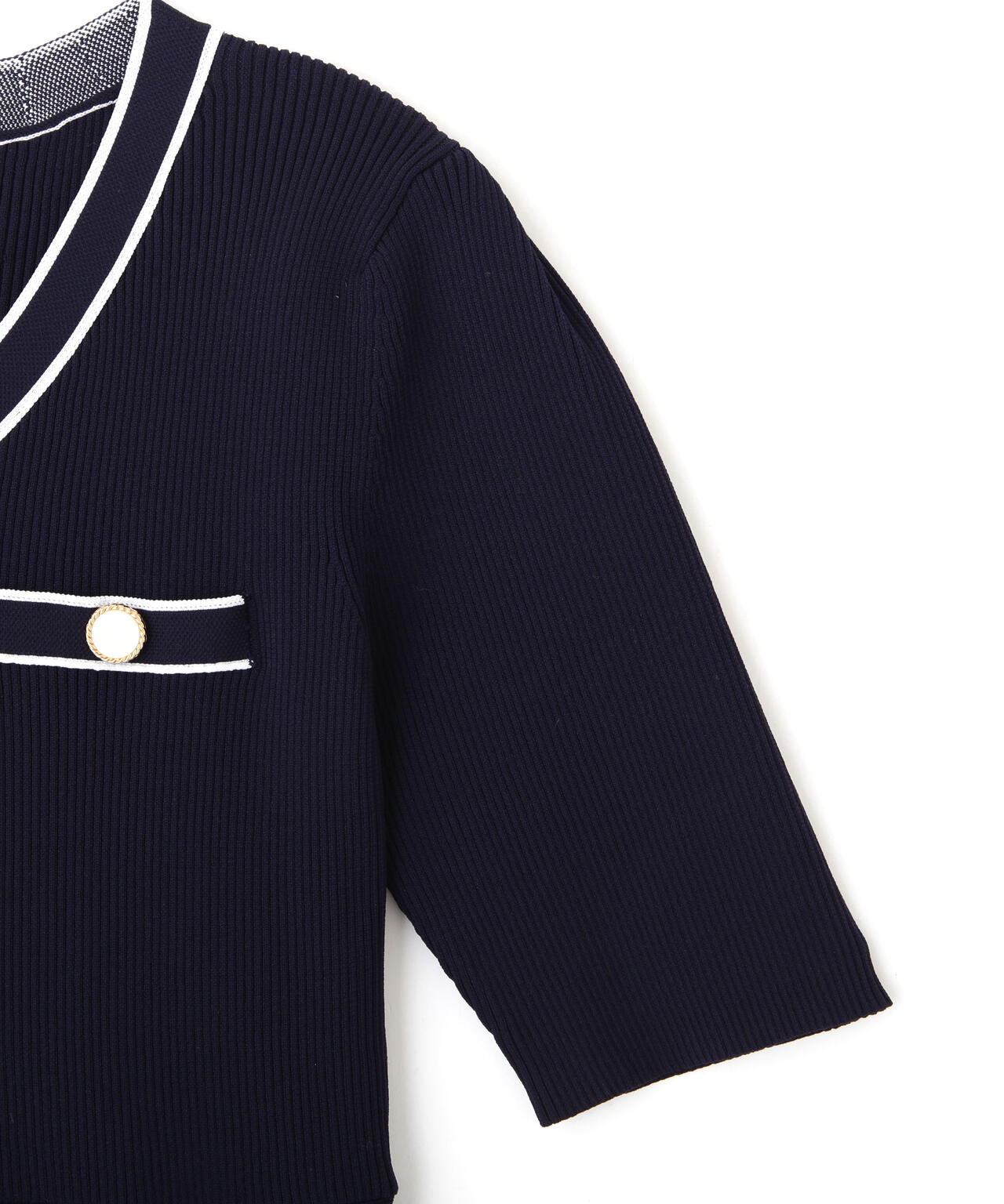 配色パイピングリブニットワンピース