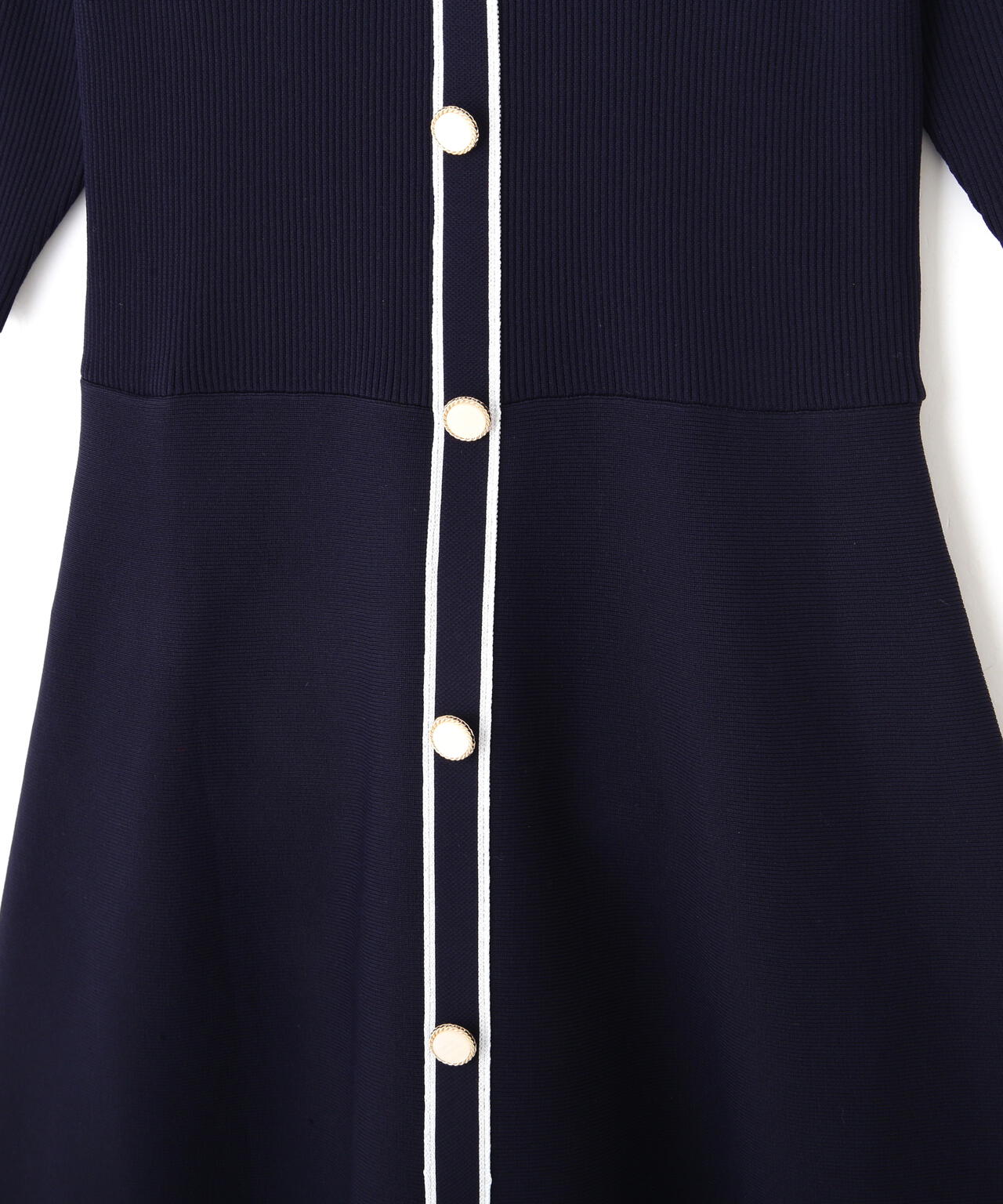 配色パイピングリブニットワンピース