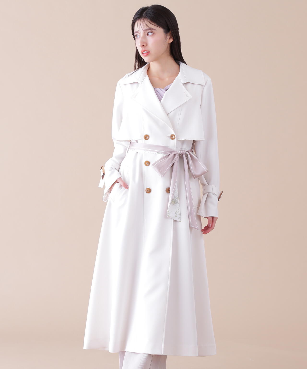 【6/12 10:00~6/15 SPECIAL COUPON 対象商品】スカーフ付きドレストレンチコート