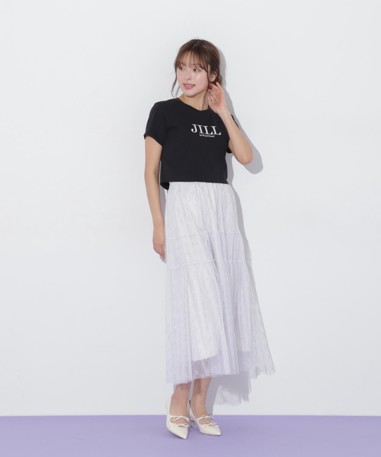ショート丈刺繍ロゴTシャツオーガニックコットン