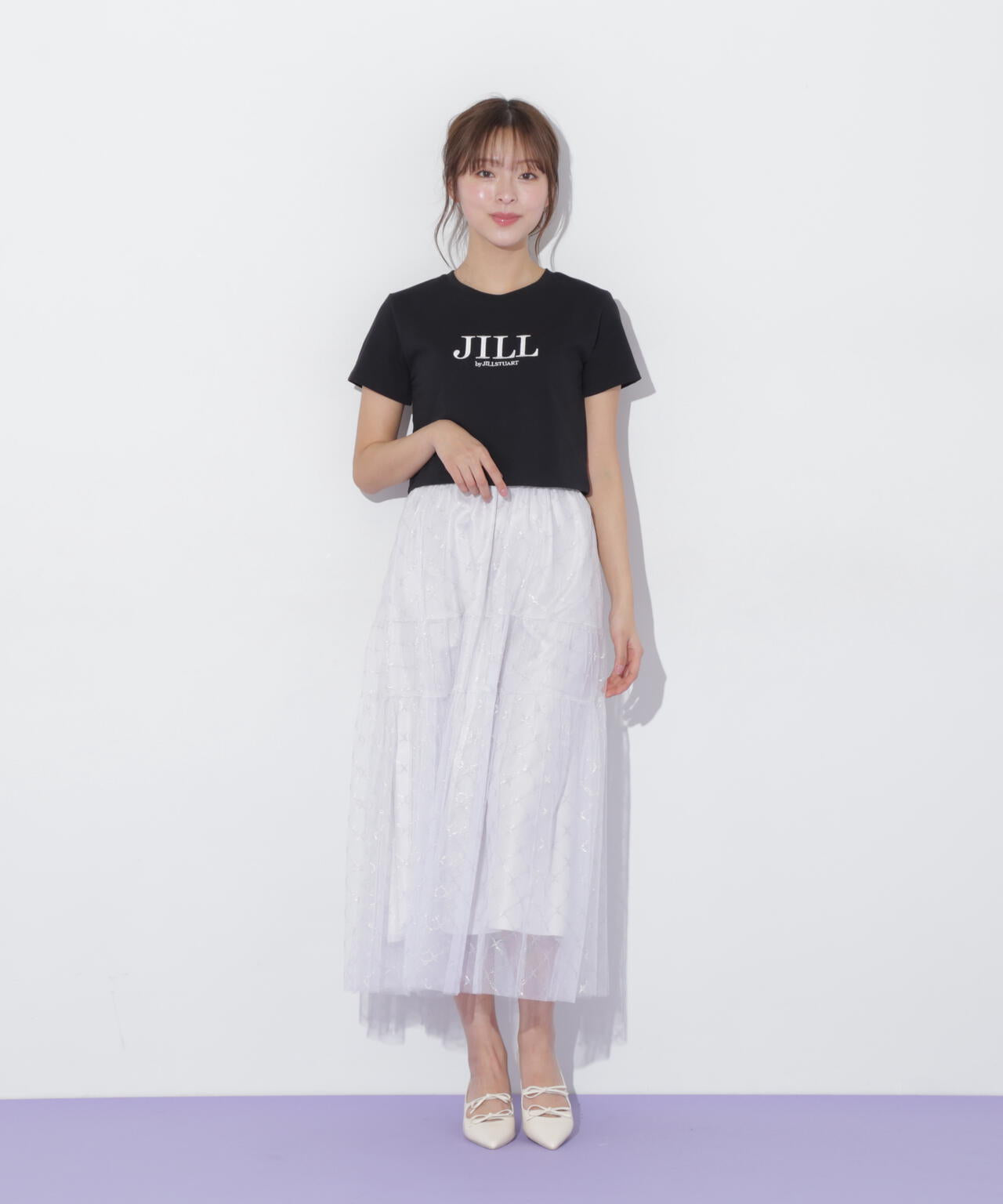 ショート丈刺繍ロゴTシャツオーガニックコットン
