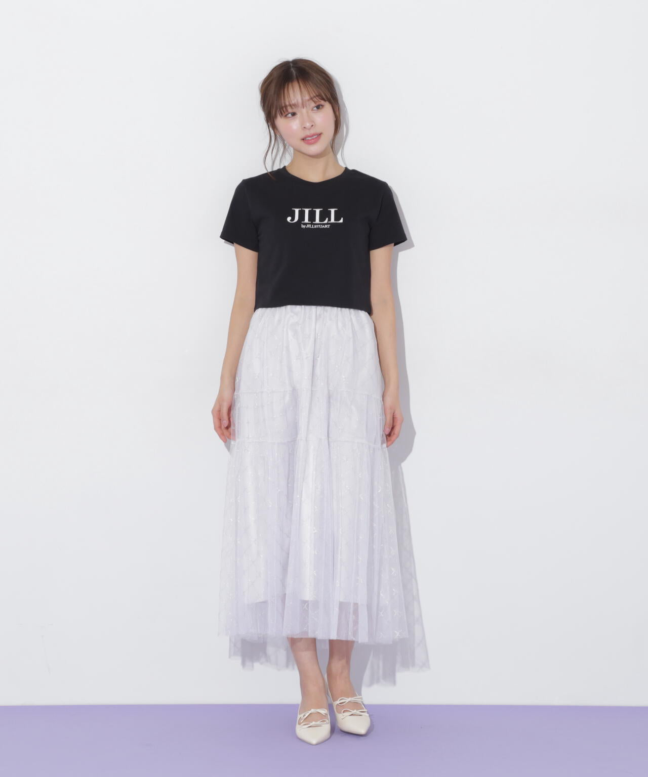 ショート丈刺繍ロゴTシャツオーガニックコットン