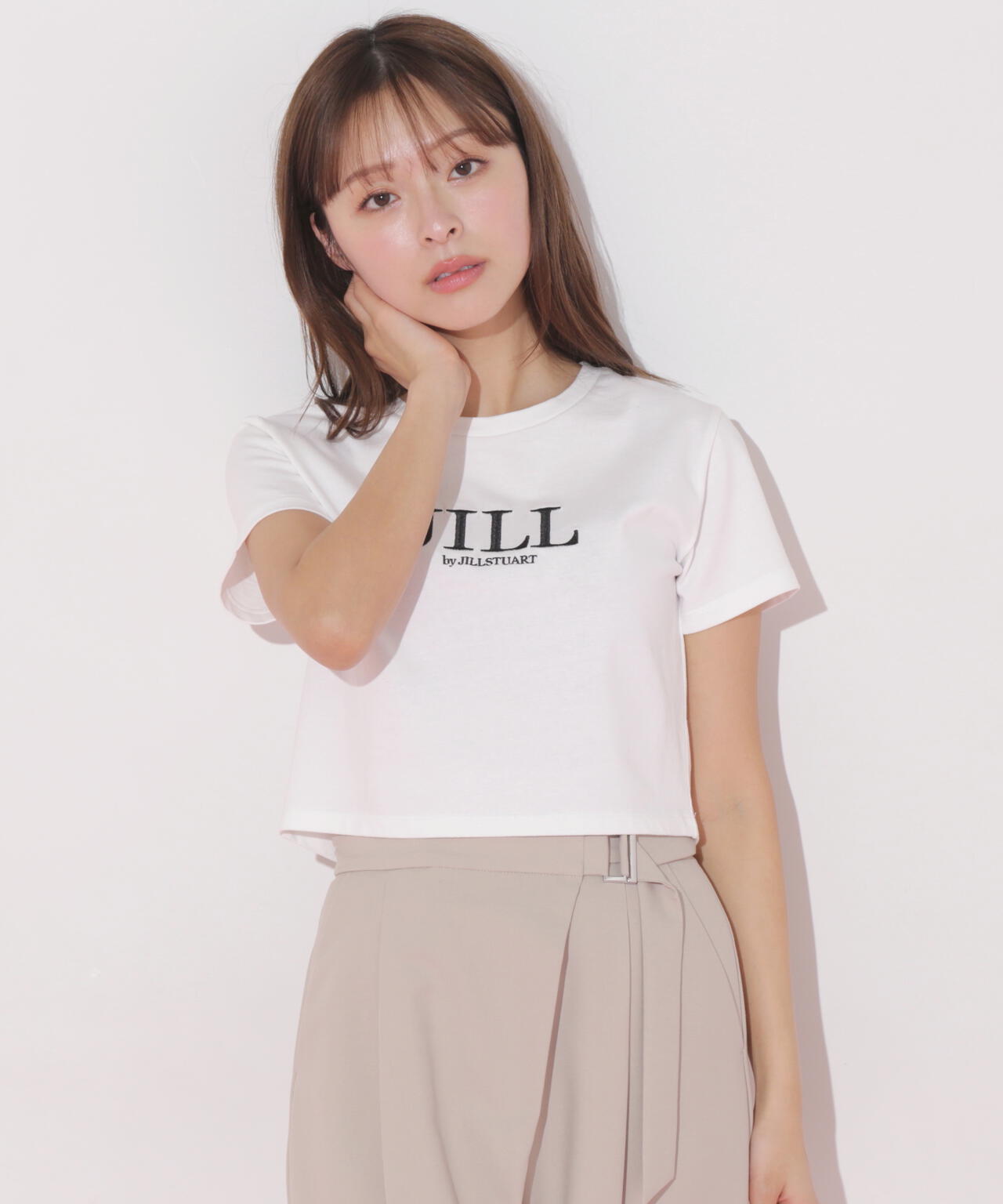 ショート丈刺繍ロゴTシャツオーガニックコットン