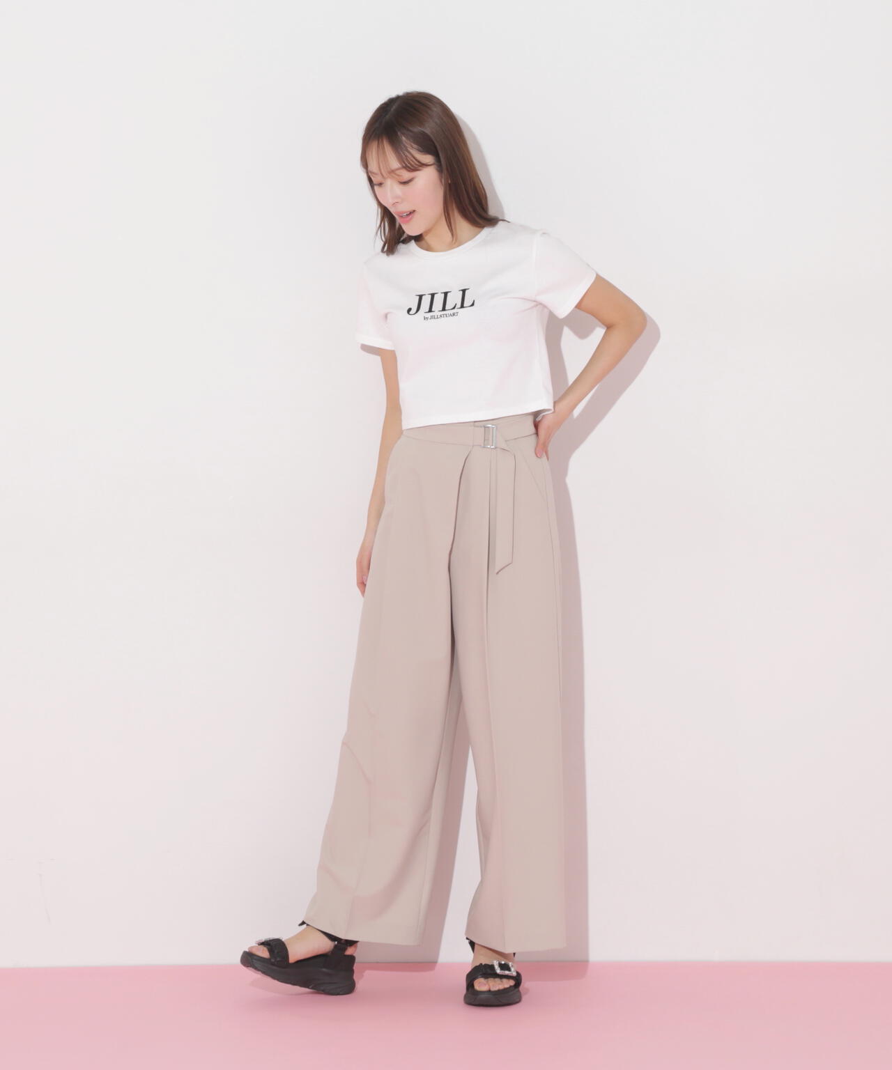 ショート丈刺繍ロゴTシャツオーガニックコットン