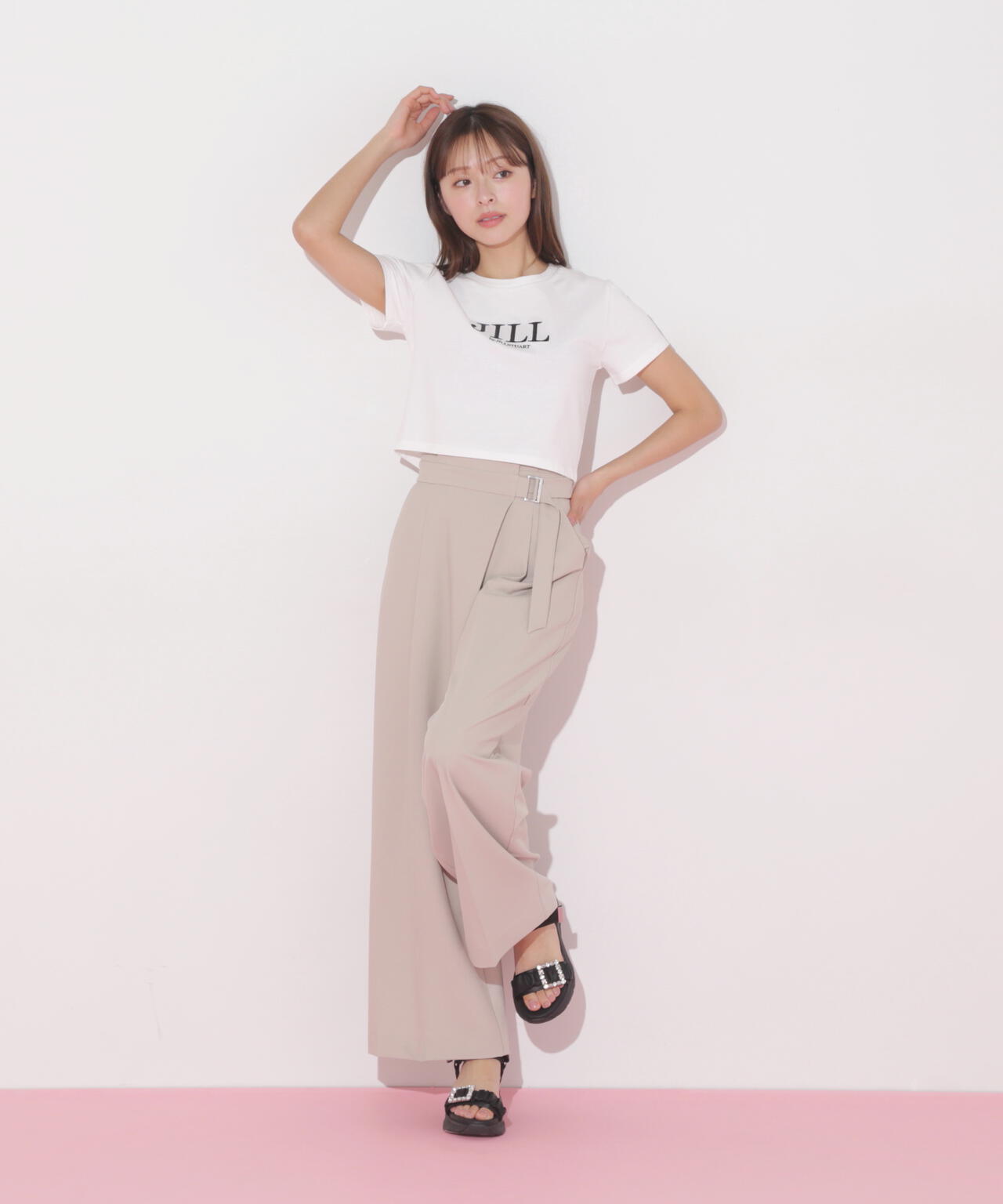 ショート丈刺繍ロゴTシャツオーガニックコットン