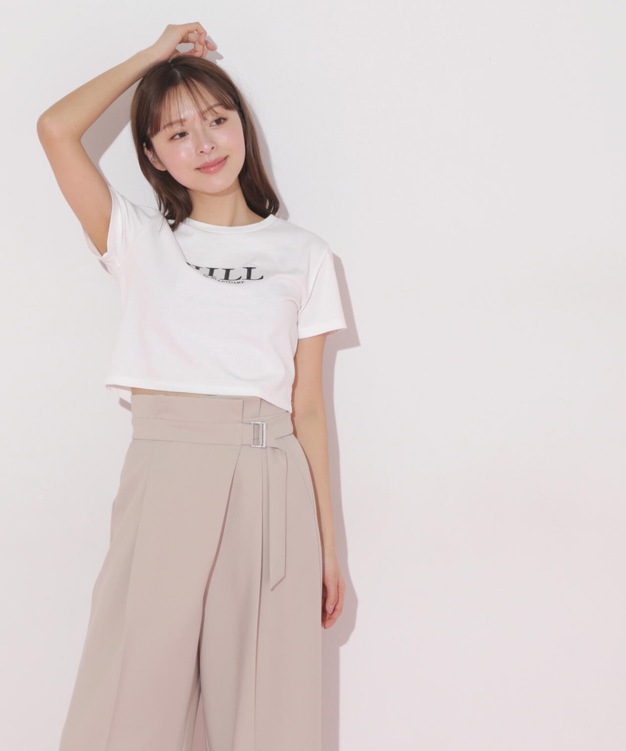 ショート丈刺繍ロゴTシャツオーガニックコットン