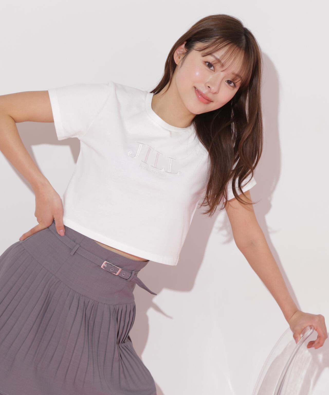 ショート丈刺繍ロゴTシャツオーガニックコットン