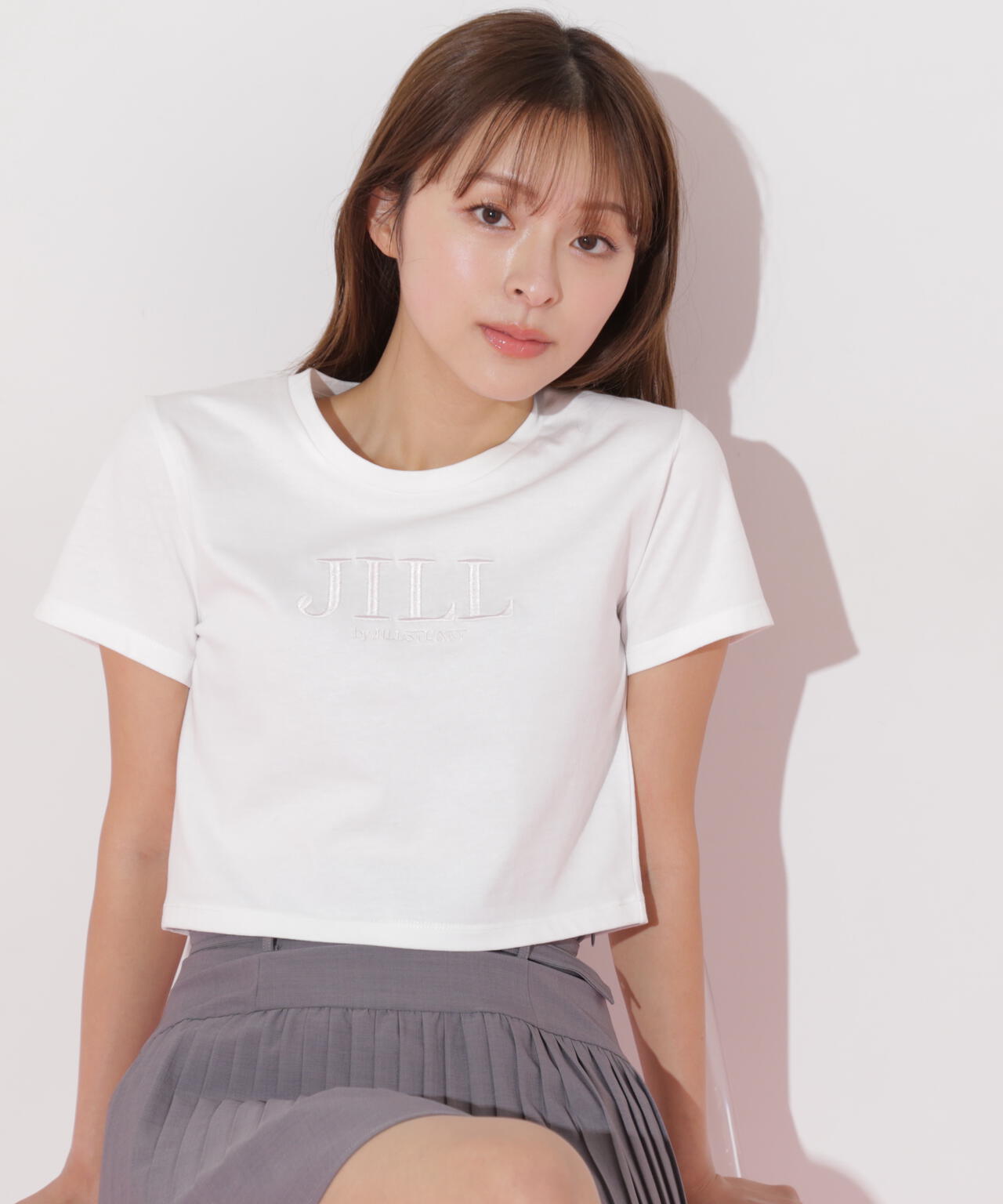 ショート丈刺繍ロゴTシャツオーガニックコットン