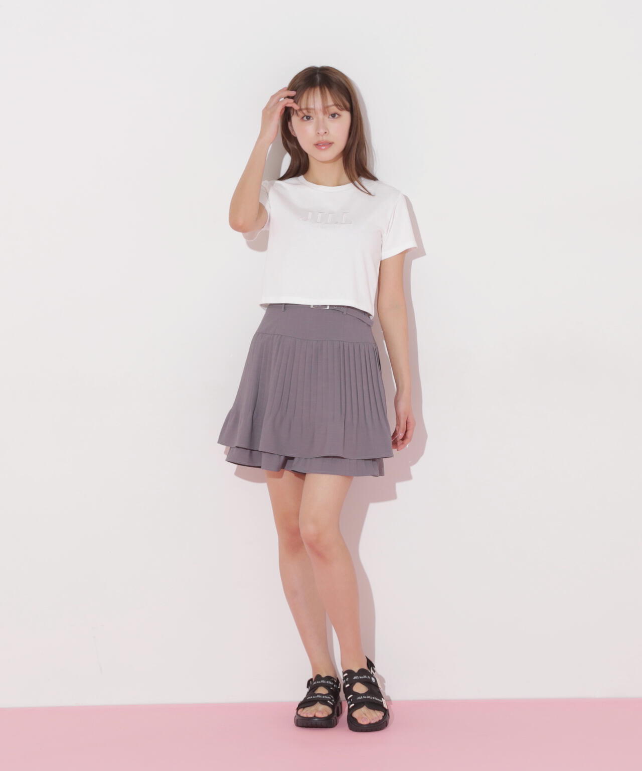 ショート丈刺繍ロゴTシャツオーガニックコットン
