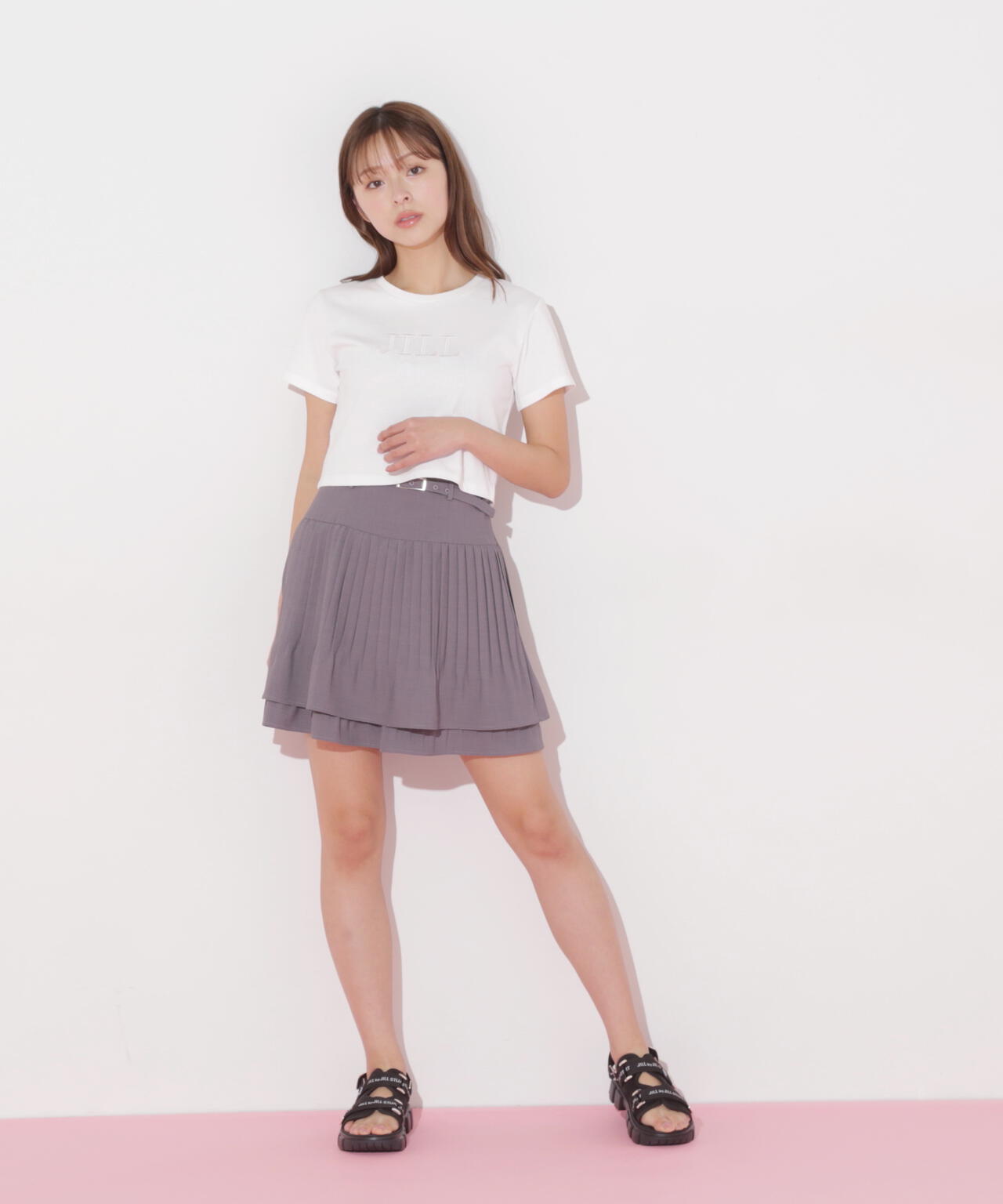 ショート丈刺繍ロゴTシャツオーガニックコットン