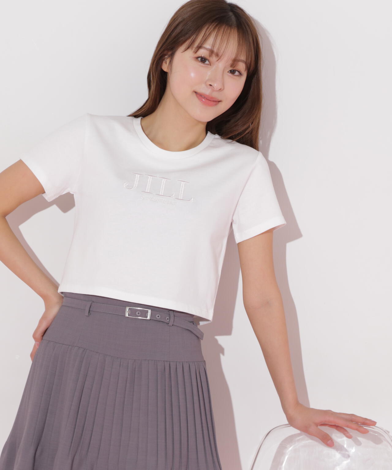 ショート丈刺繍ロゴTシャツオーガニックコットン