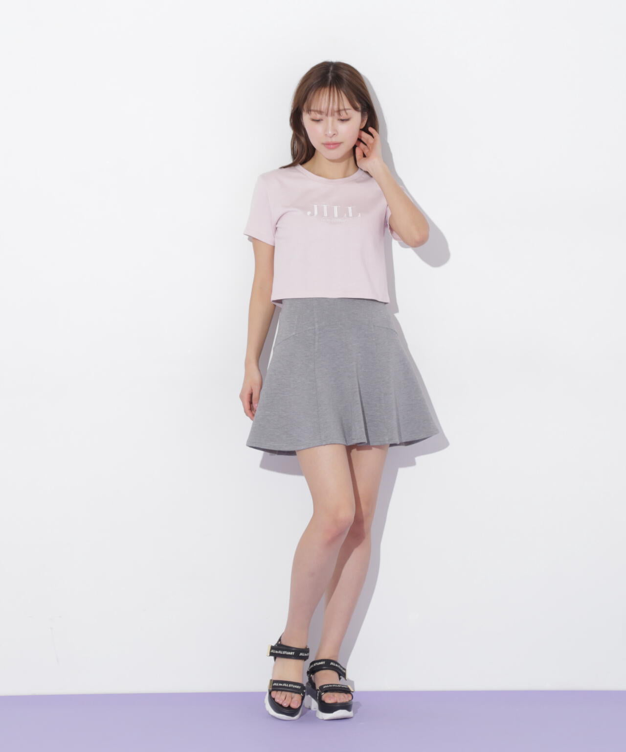 ショート丈刺繍ロゴTシャツオーガニックコットン