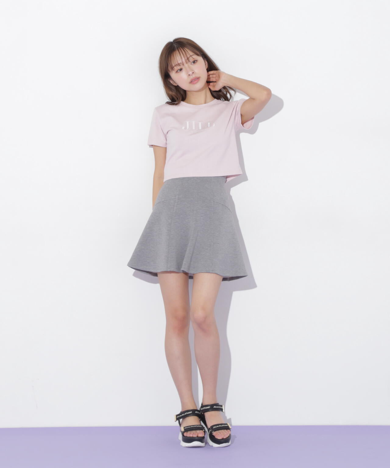 ショート丈刺繍ロゴTシャツオーガニックコットン