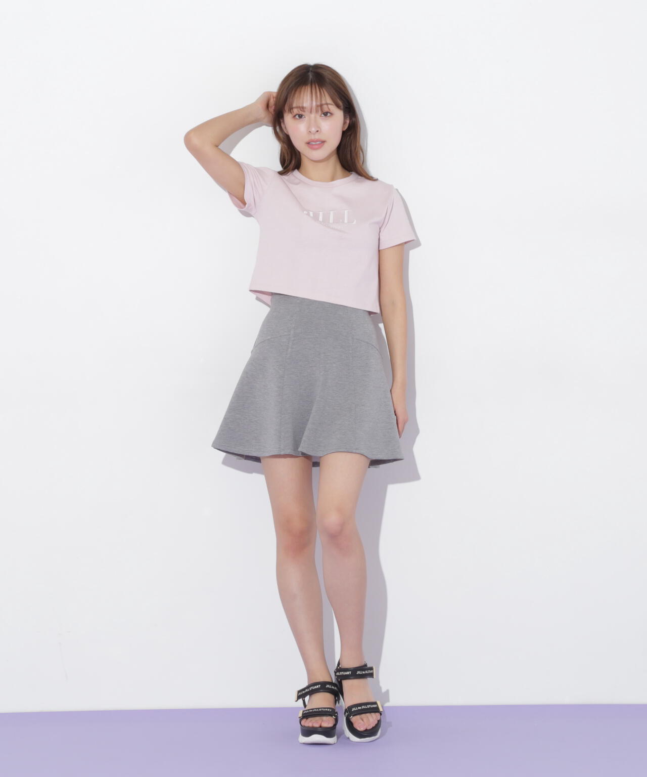 ショート丈刺繍ロゴTシャツオーガニックコットン