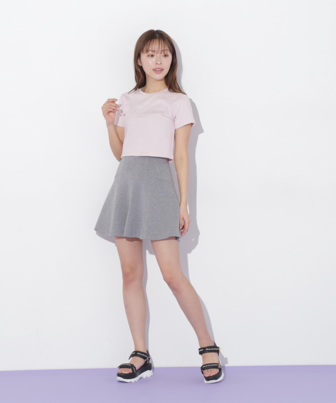 ショート丈刺繍ロゴTシャツオーガニックコットン