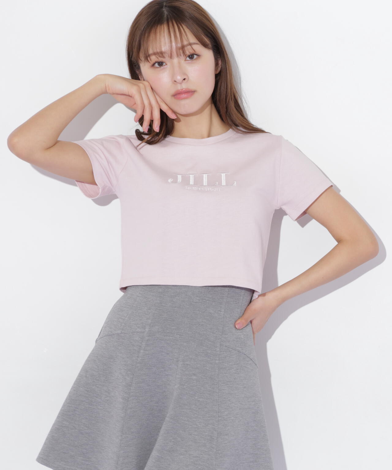 ショート丈刺繍ロゴTシャツオーガニックコットン