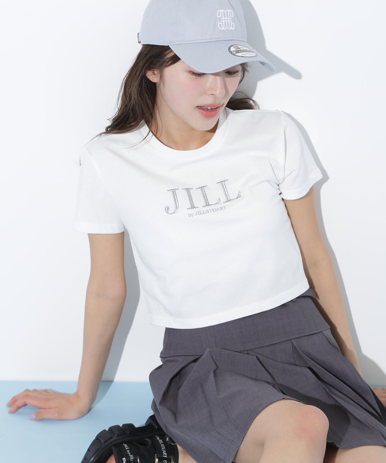 ショート丈刺繍ロゴTシャツオーガニックコットン