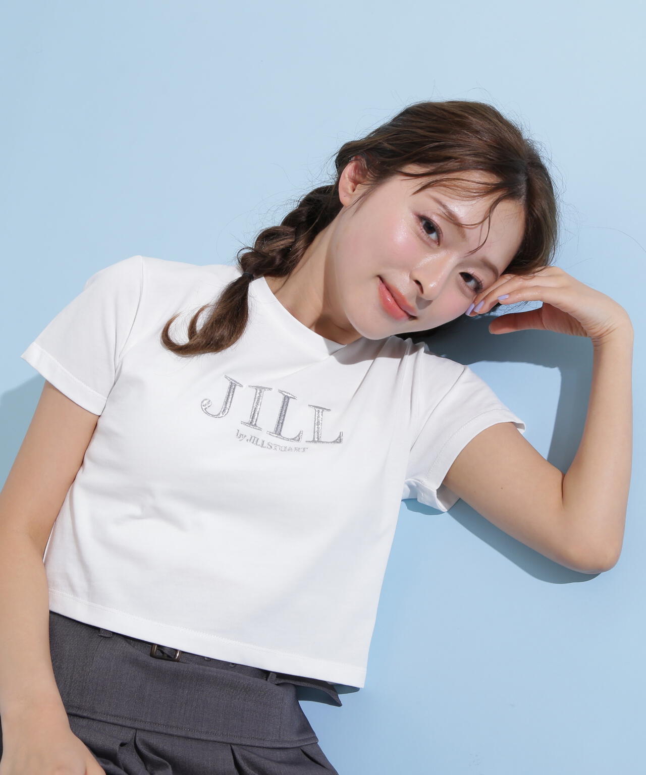 ショート丈刺繍ロゴTシャツオーガニックコットン