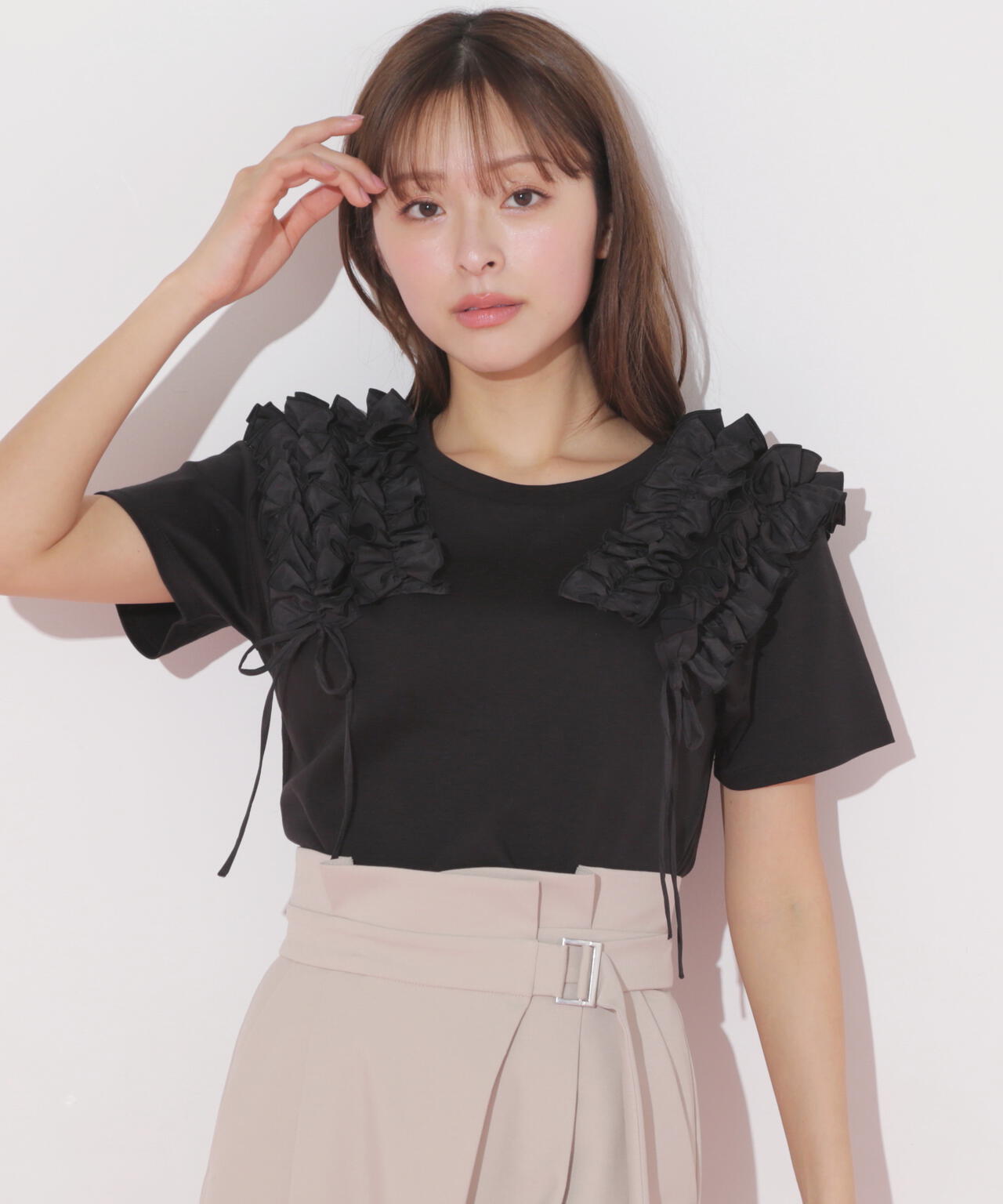 ボリュームフリルTシャツ
