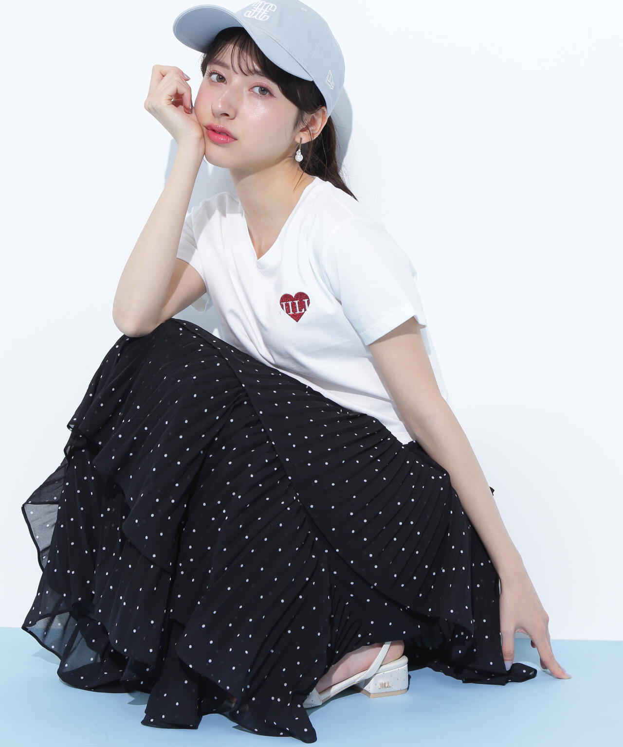 クロップドハート刺繍Tシャツ