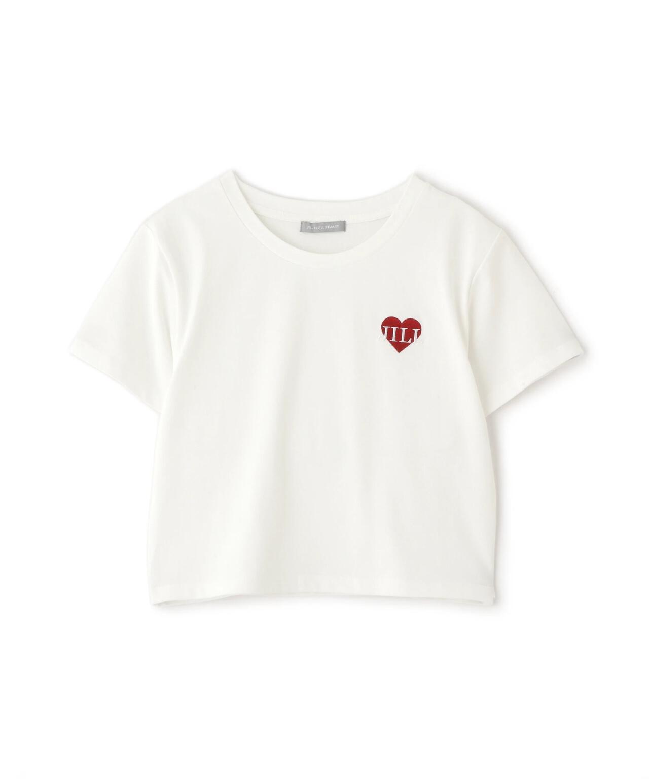 クロップドハート刺繍Tシャツ