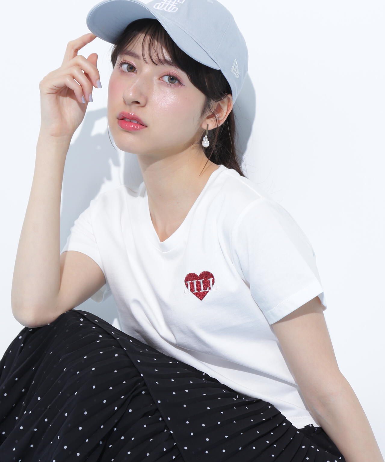 クロップドハート刺繍Tシャツ