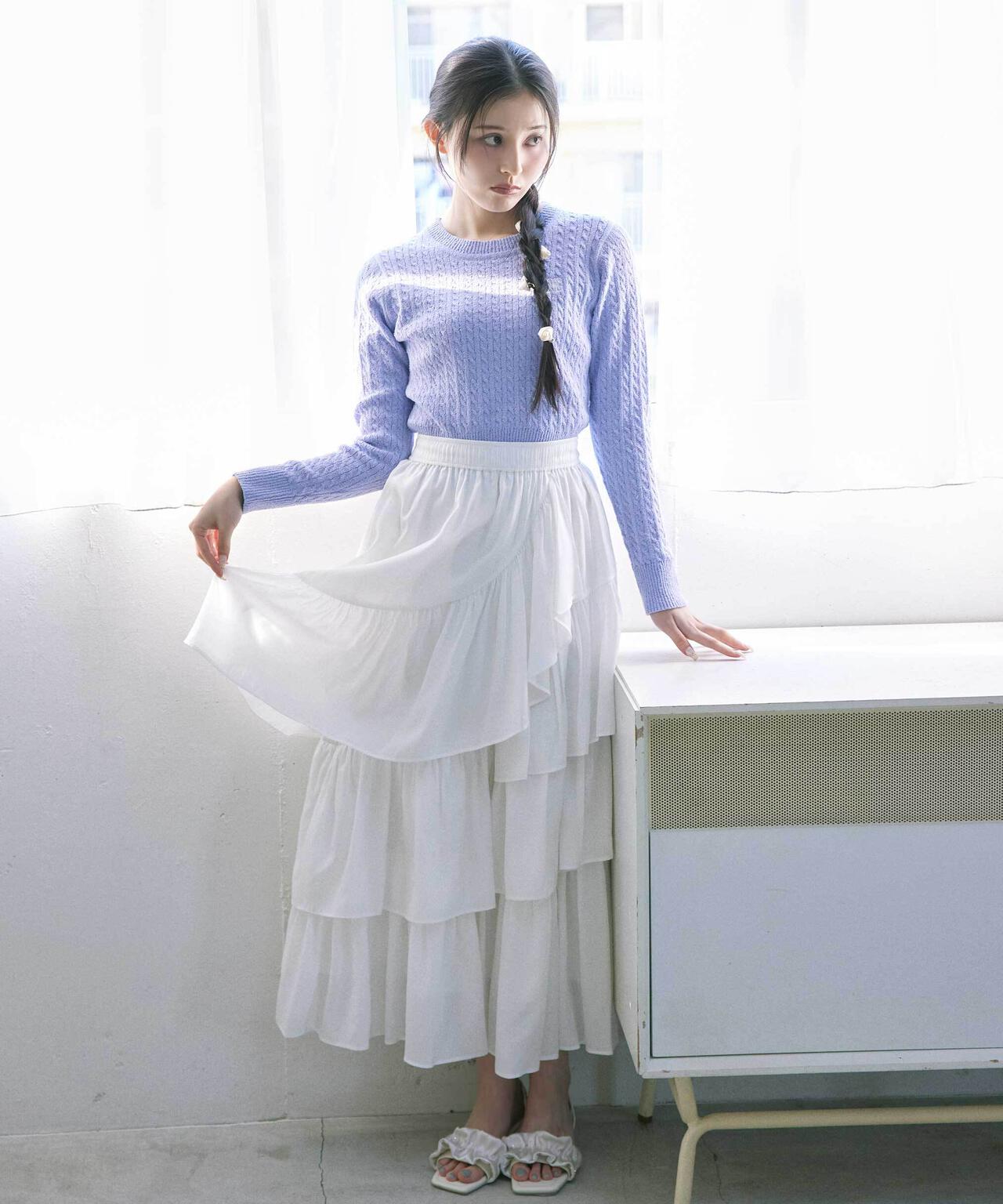 ミニブークレーケーブルニット