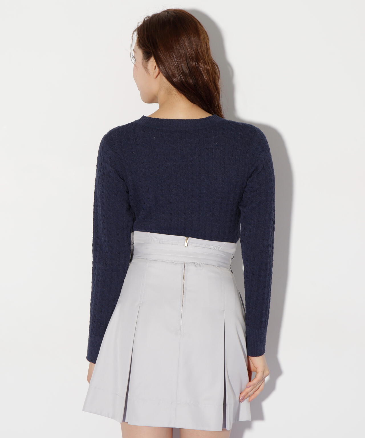 ミニブークレーケーブルニット